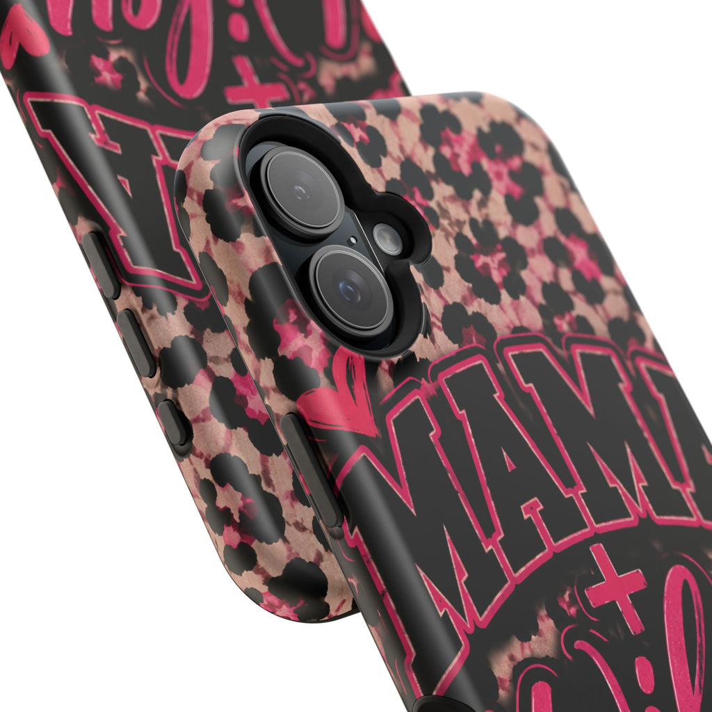 Phone Case — Pink Leopard "Mama Wifey" Magnetic Impact-Resistant Case