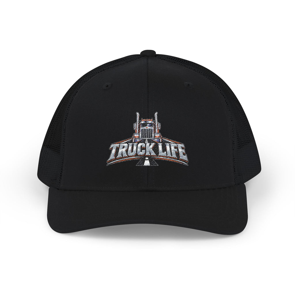 Truck Life Snapback Trucker Cap — Embroidered Semi Truck Dad Hat for Truckers & Road Lovers