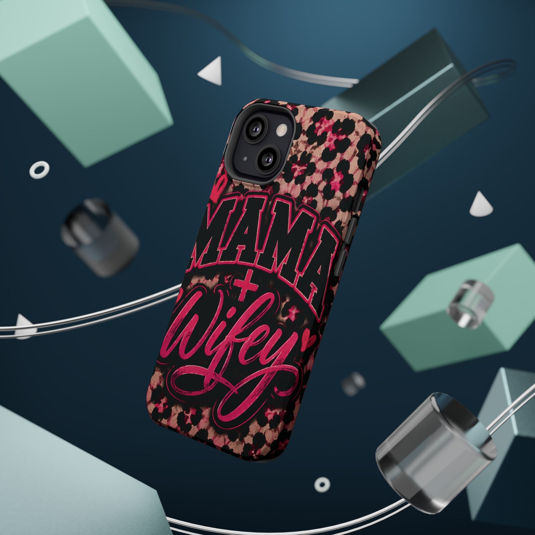 Phone Case — Pink Leopard "Mama Wifey" Magnetic Impact-Resistant Case
