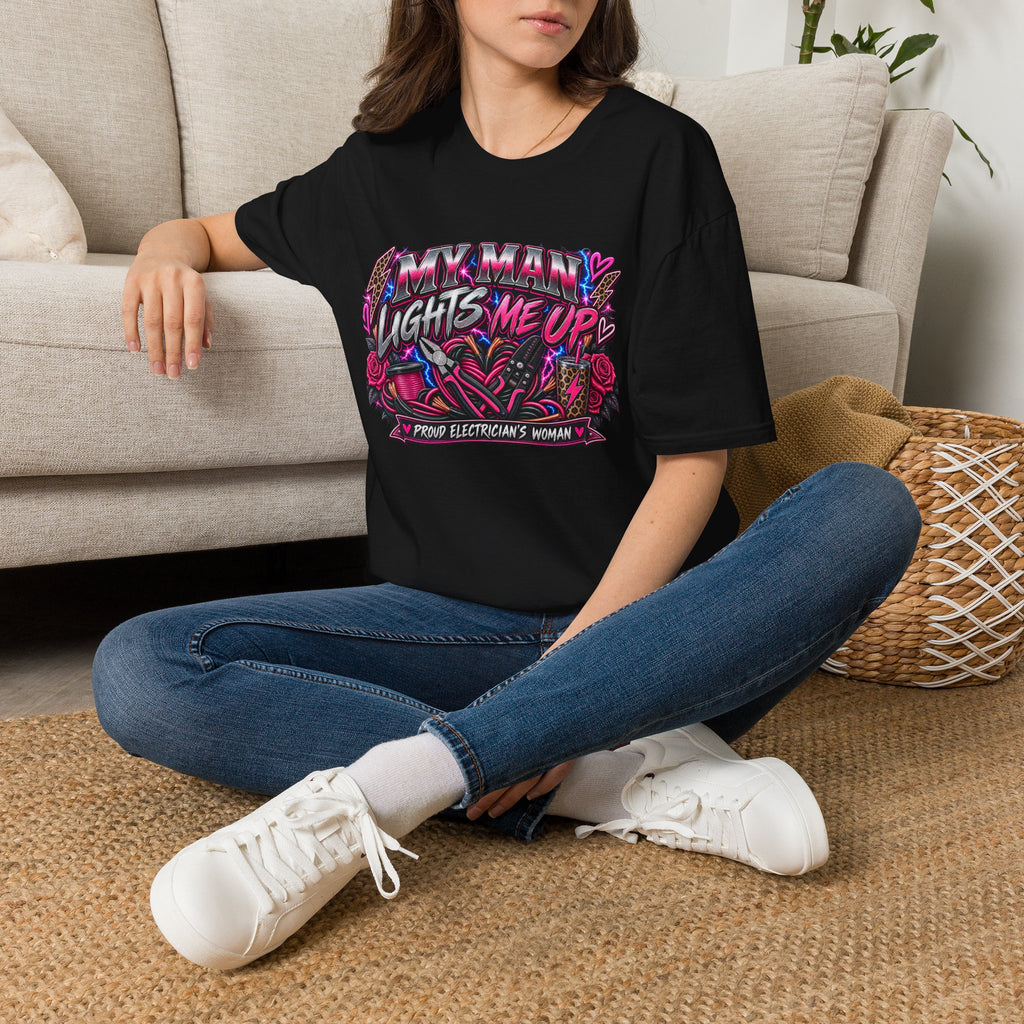 T‑Shirt — "My Man Lights Me Up" Retro Neon Floral Graphic Tee