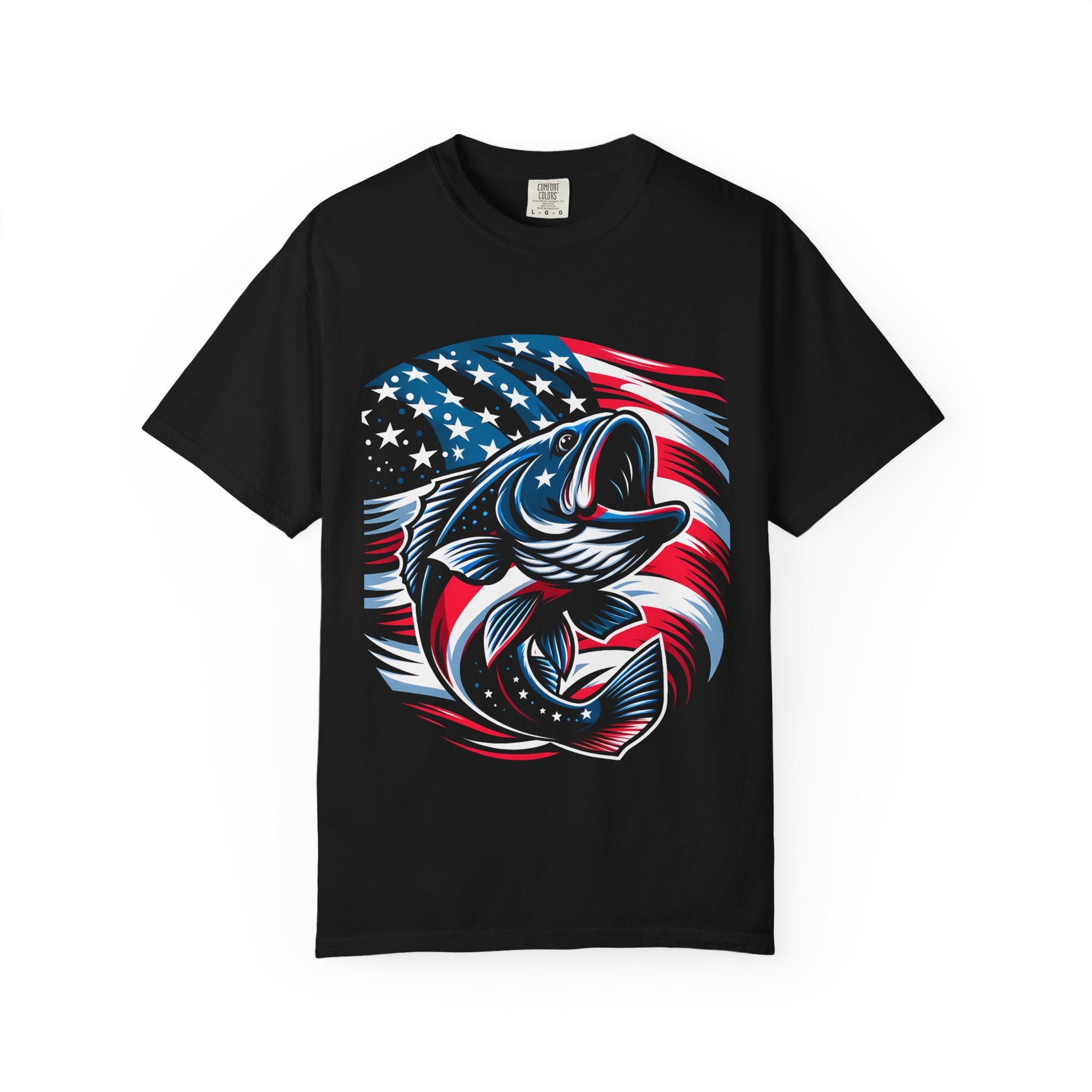 American Flag Bass T-Shirt — Patriotic Fishing Tee