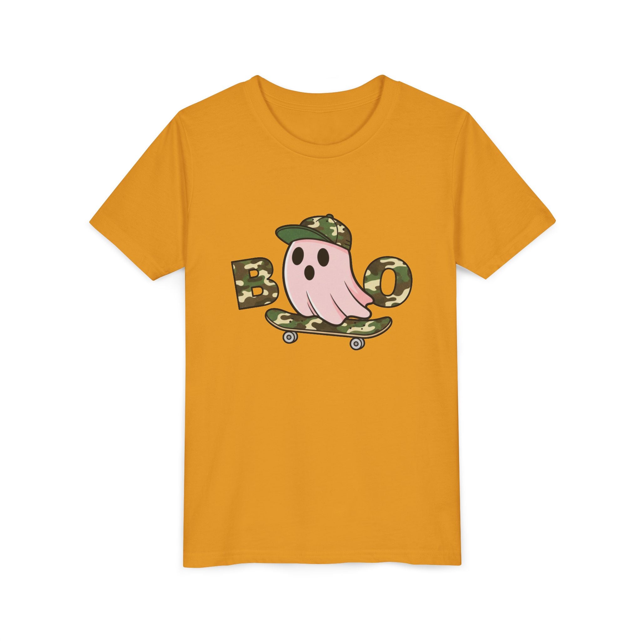 Youth Tee — Camo Skate Ghost “Boo” Graphic Tee
