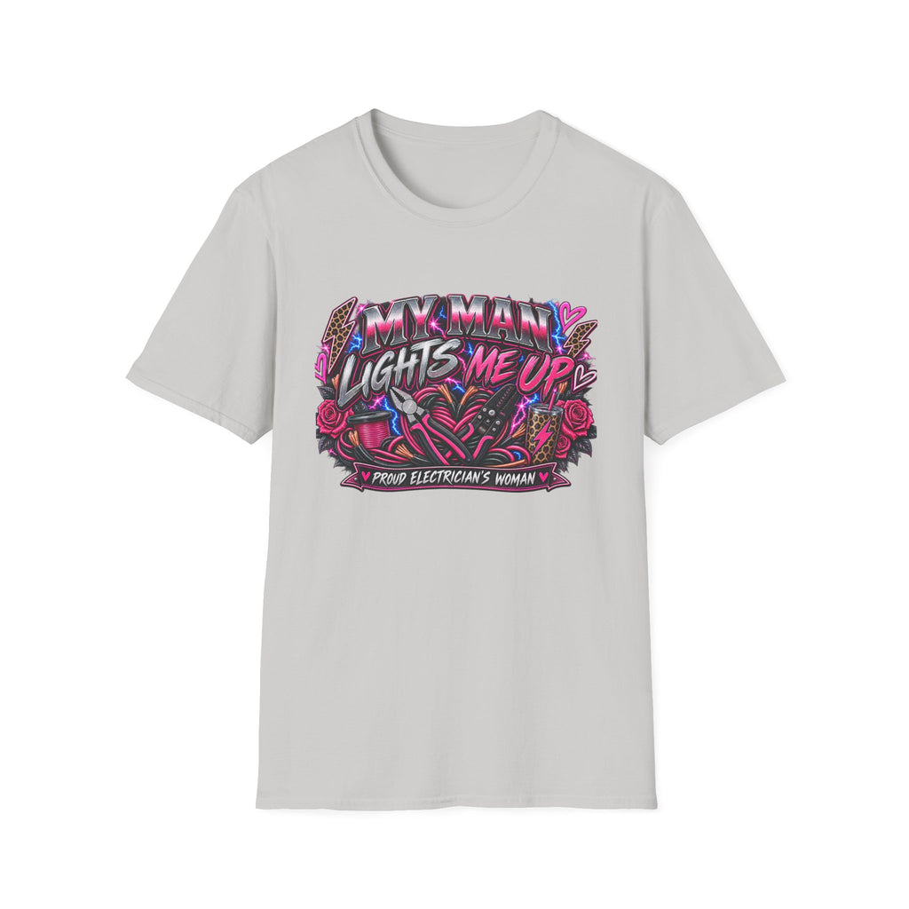 T‑Shirt — "My Man Lights Me Up" Retro Neon Floral Graphic Tee
