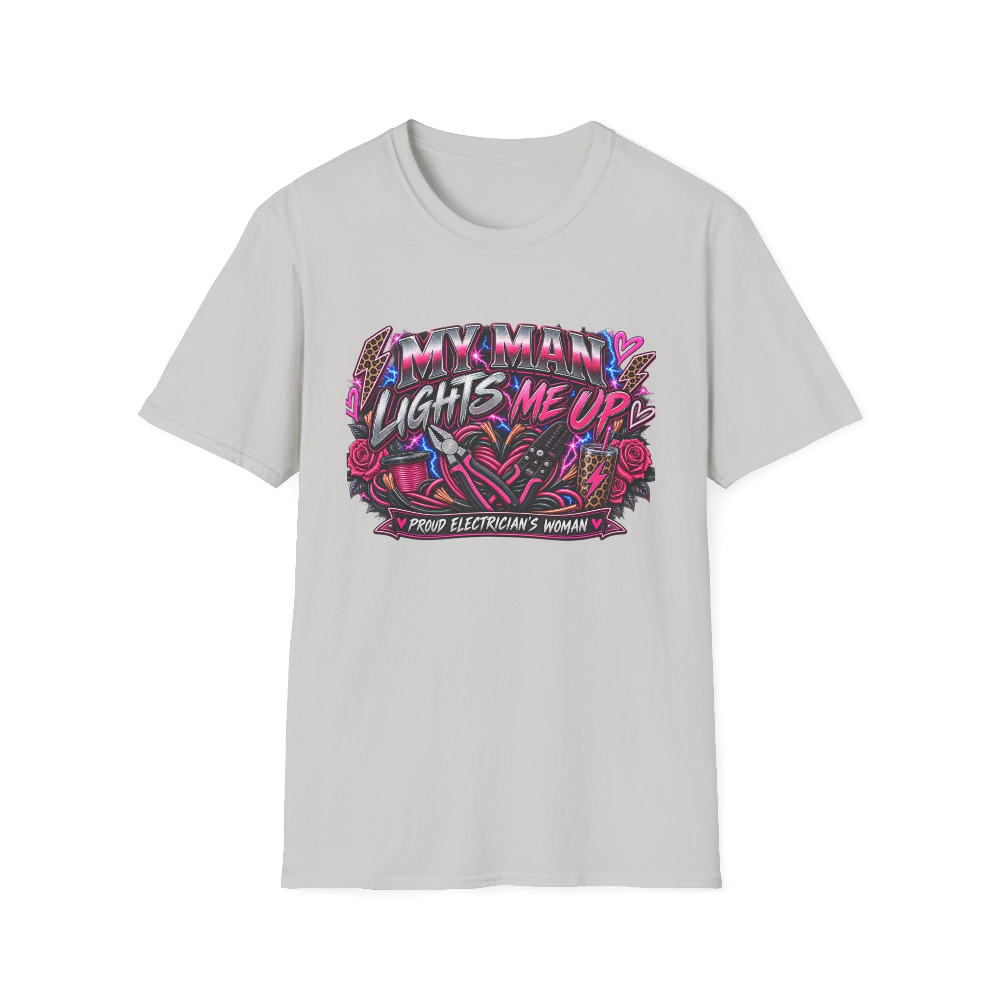 T‑Shirt — "My Man Lights Me Up" Retro Neon Floral Graphic Tee