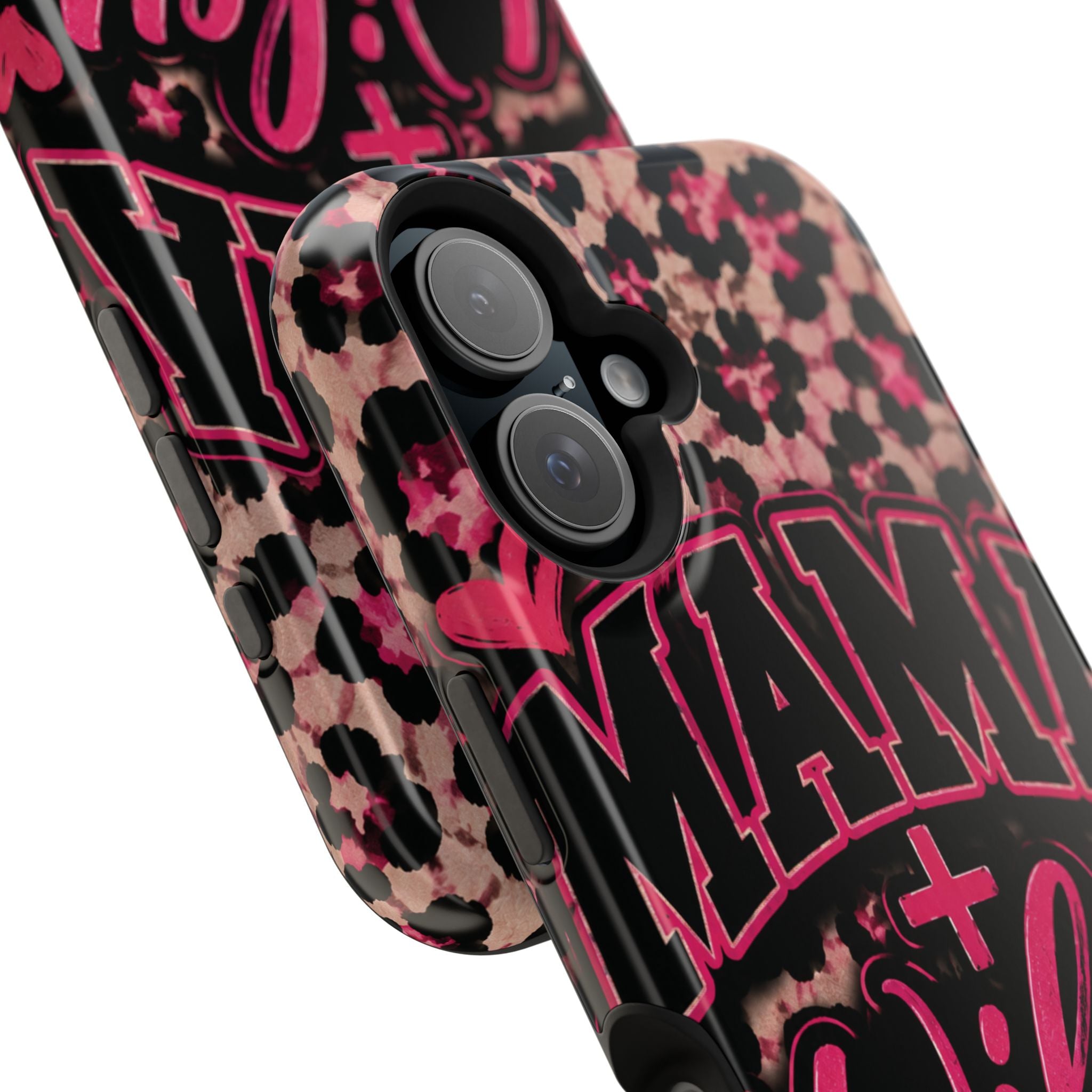 Phone Case — Pink Leopard "Mama Wifey" Magnetic Impact-Resistant Case