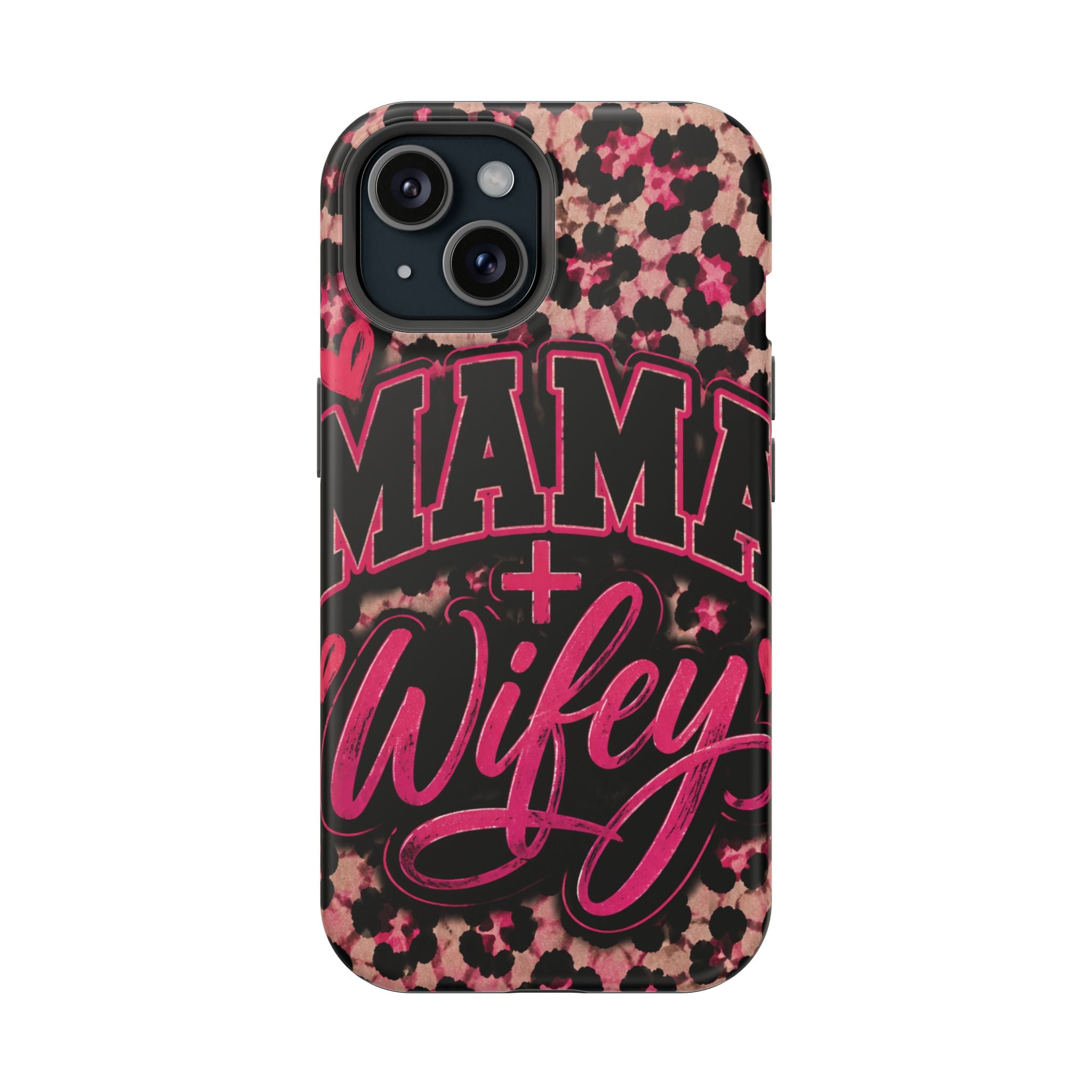 Phone Case — Pink Leopard "Mama Wifey" Magnetic Impact-Resistant Case