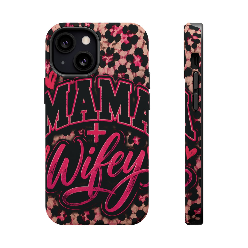 Phone Case — Pink Leopard "Mama Wifey" Magnetic Impact-Resistant Case
