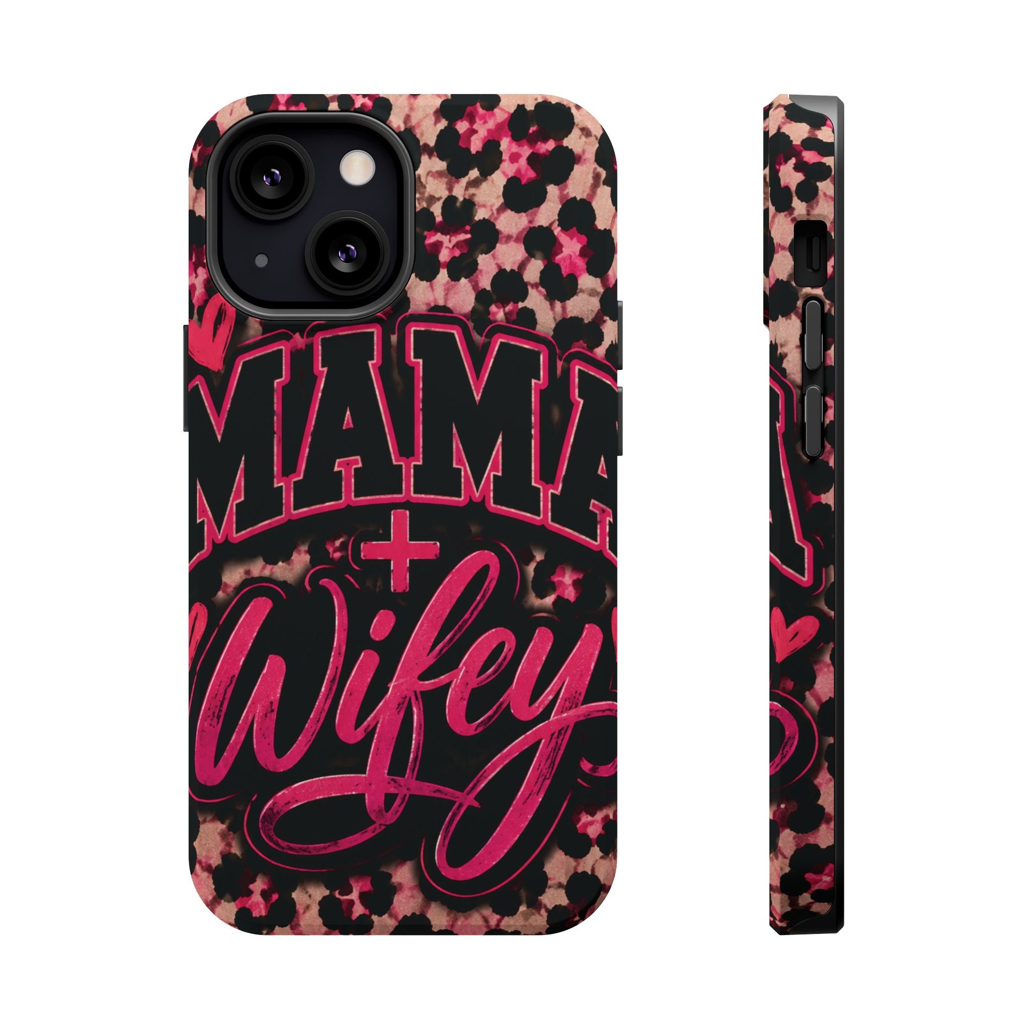 Phone Case — Pink Leopard "Mama Wifey" Magnetic Impact-Resistant Case