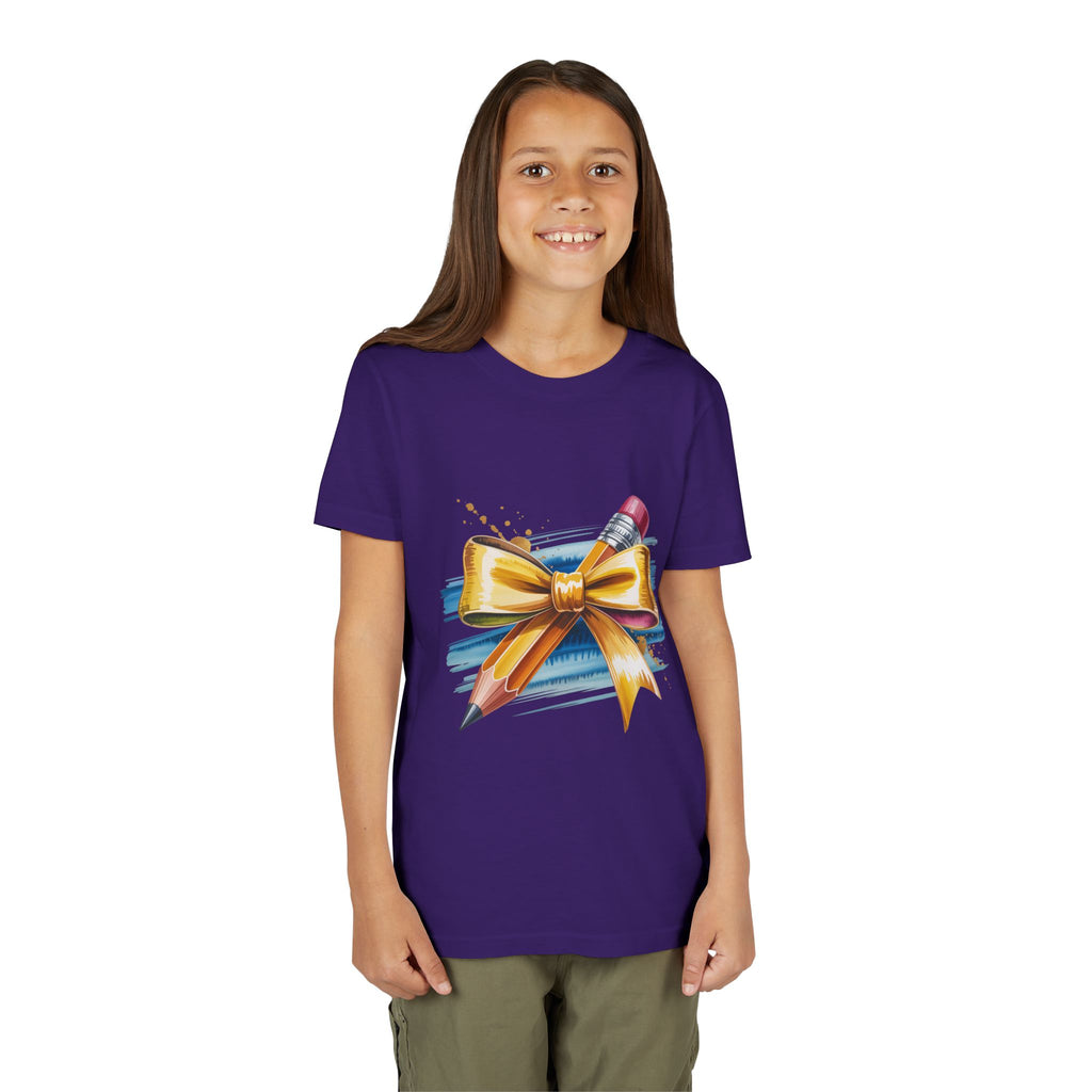 Youth Tee — Pencil with Gold Bow Back-to-School