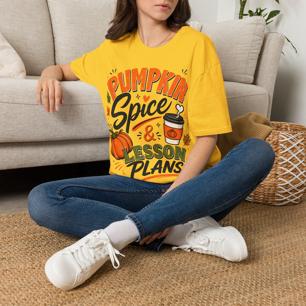 Pumpkin Spice & Lesson Plans T-Shirt — Cozy Fall Teacher Shirt
