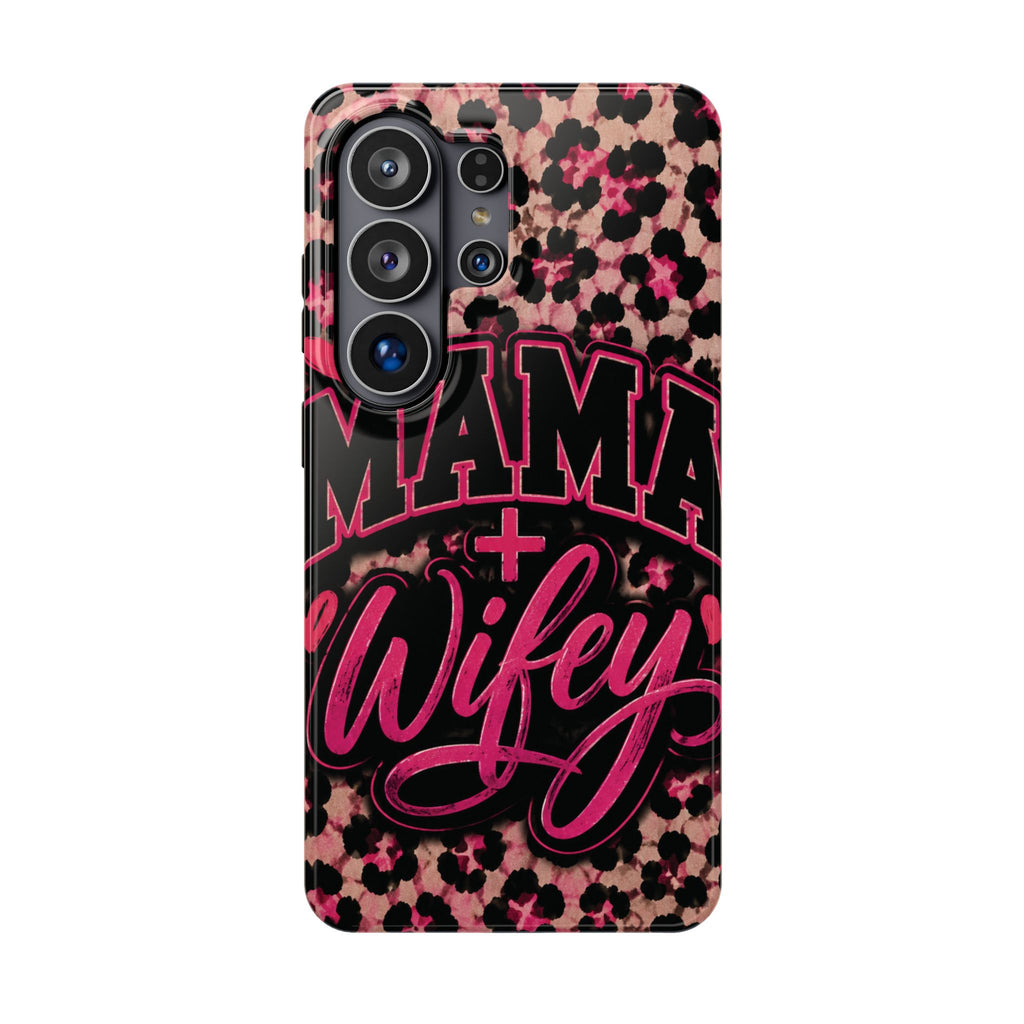 Phone Case — Pink Leopard "Mama Wifey" Magnetic Impact-Resistant Case