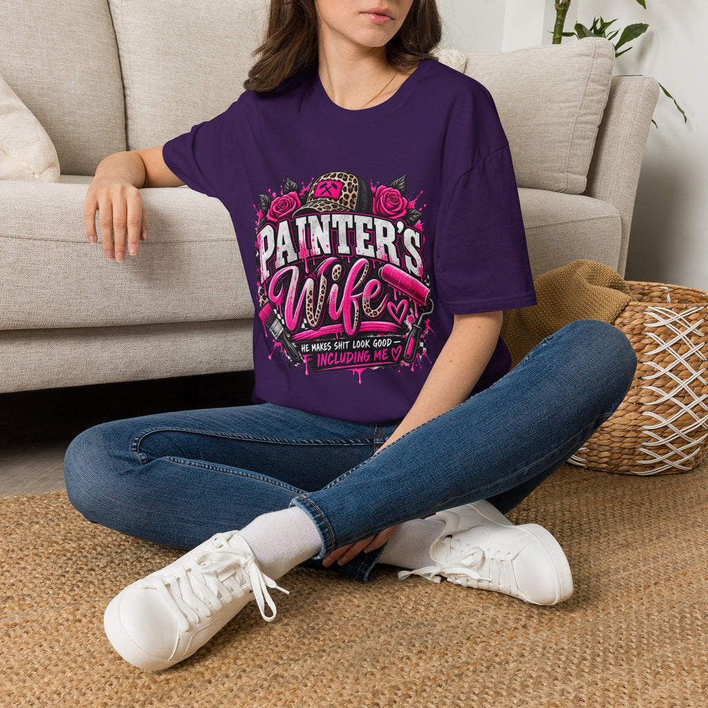 Painter's Wife T-Shirt — Floral Skull & Leopard Print Artist Wife Tee