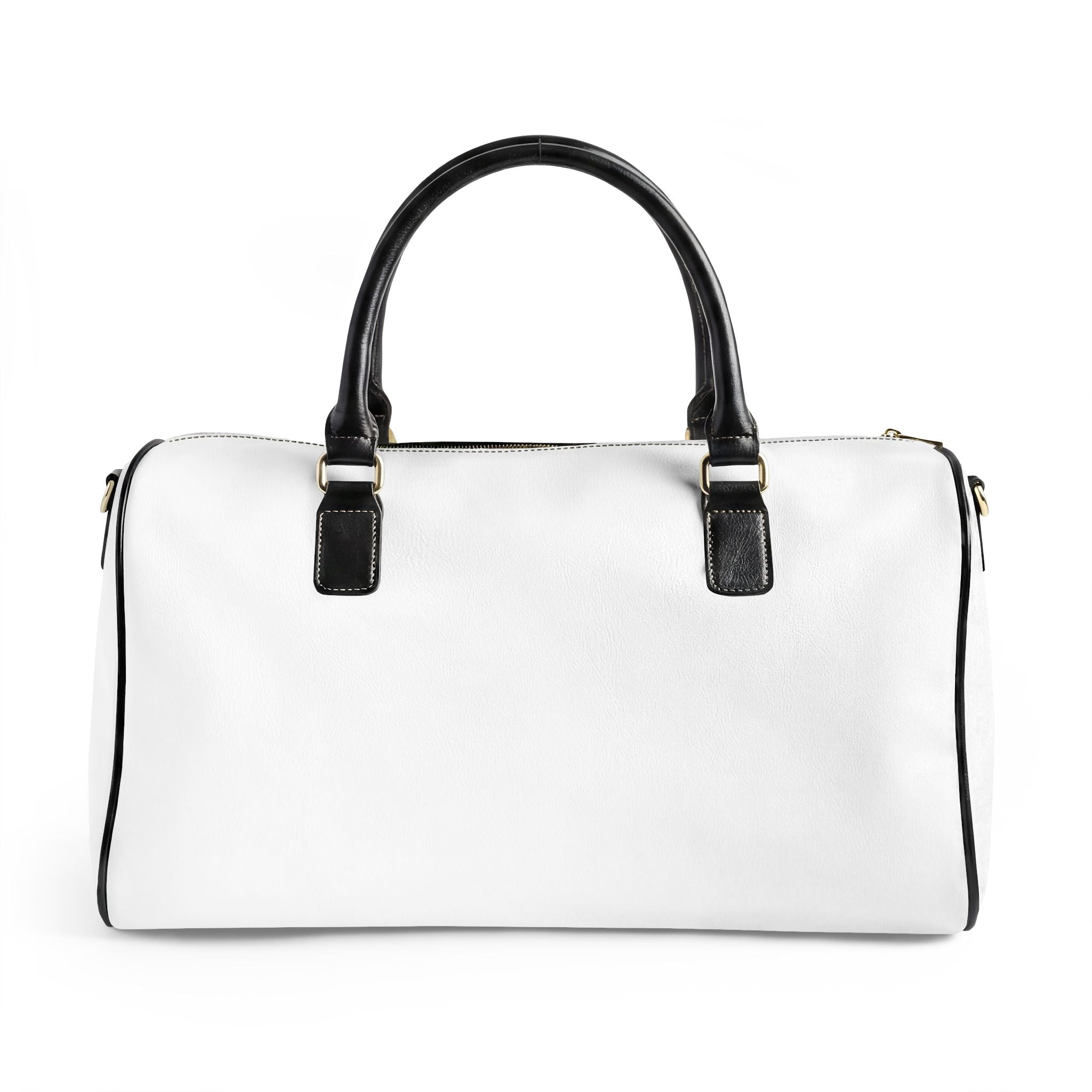 Faux Leather Weekender Bag — Stylish White Travel Duffel