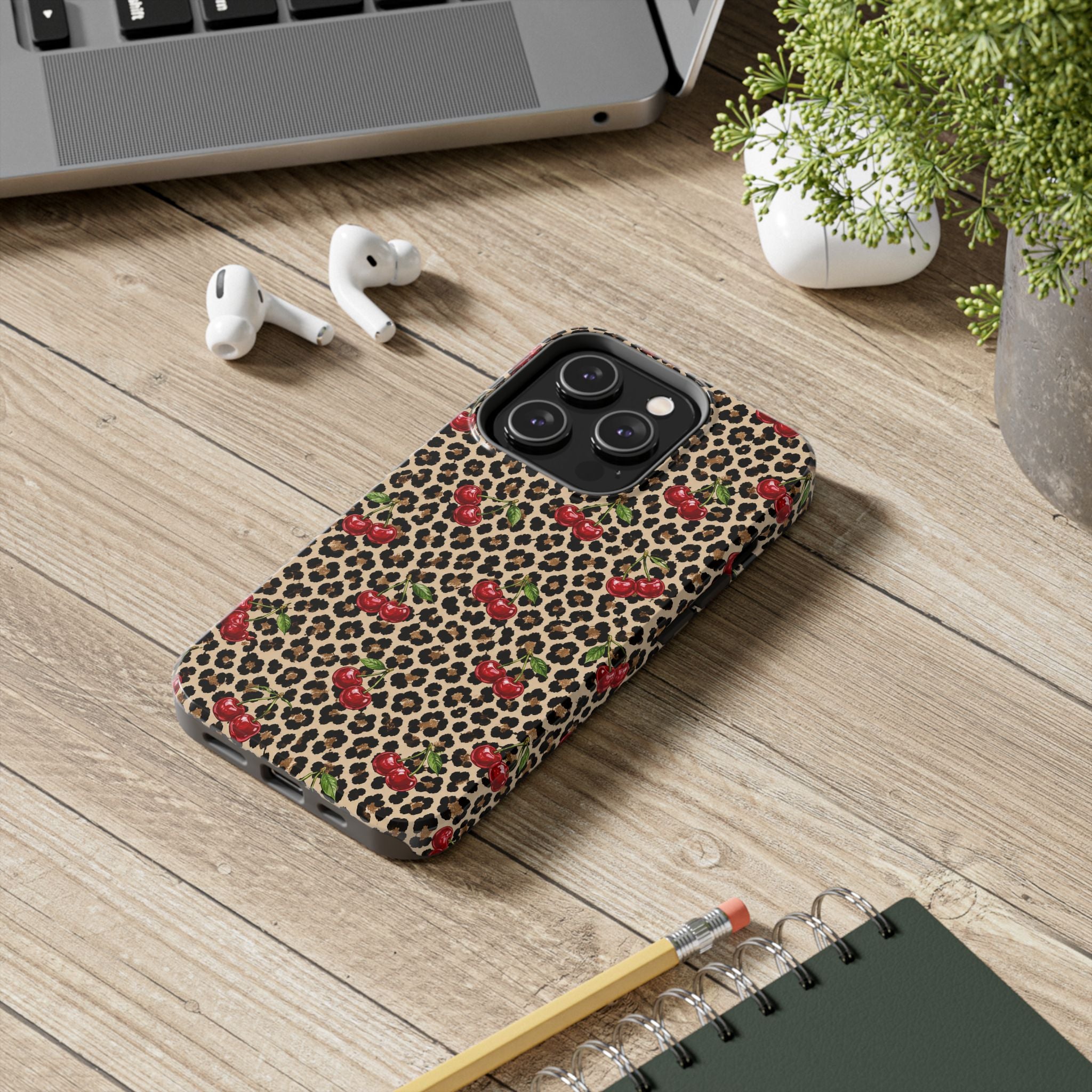 Cherry Leopard Tough Phone Case