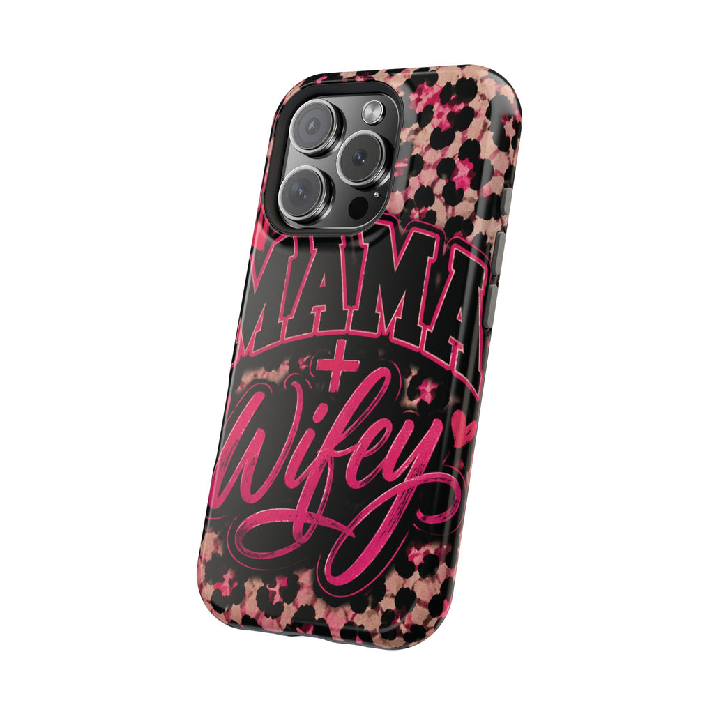 Phone Case — Pink Leopard "Mama Wifey" Magnetic Impact-Resistant Case