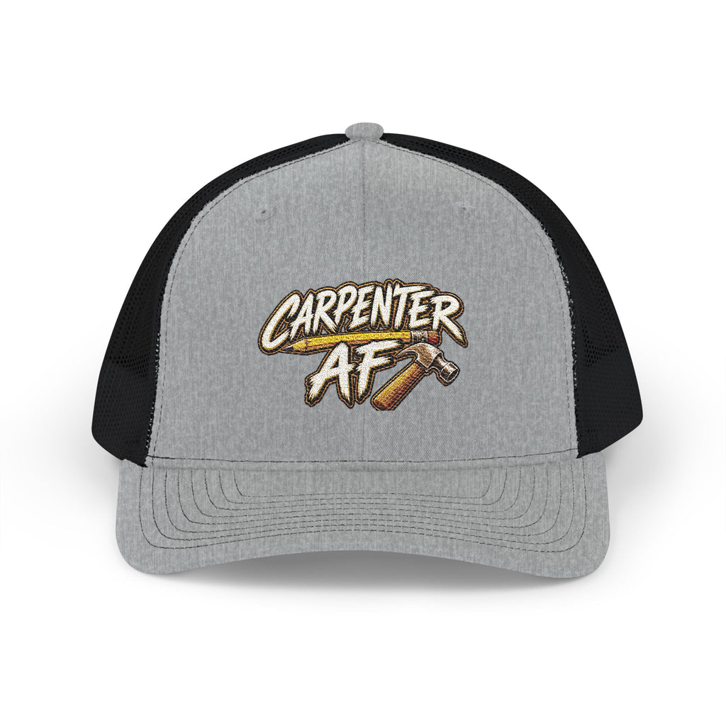Carpenter AF Snapback Trucker Cap — Rustic Hammer Logo Hat for Woodworkers