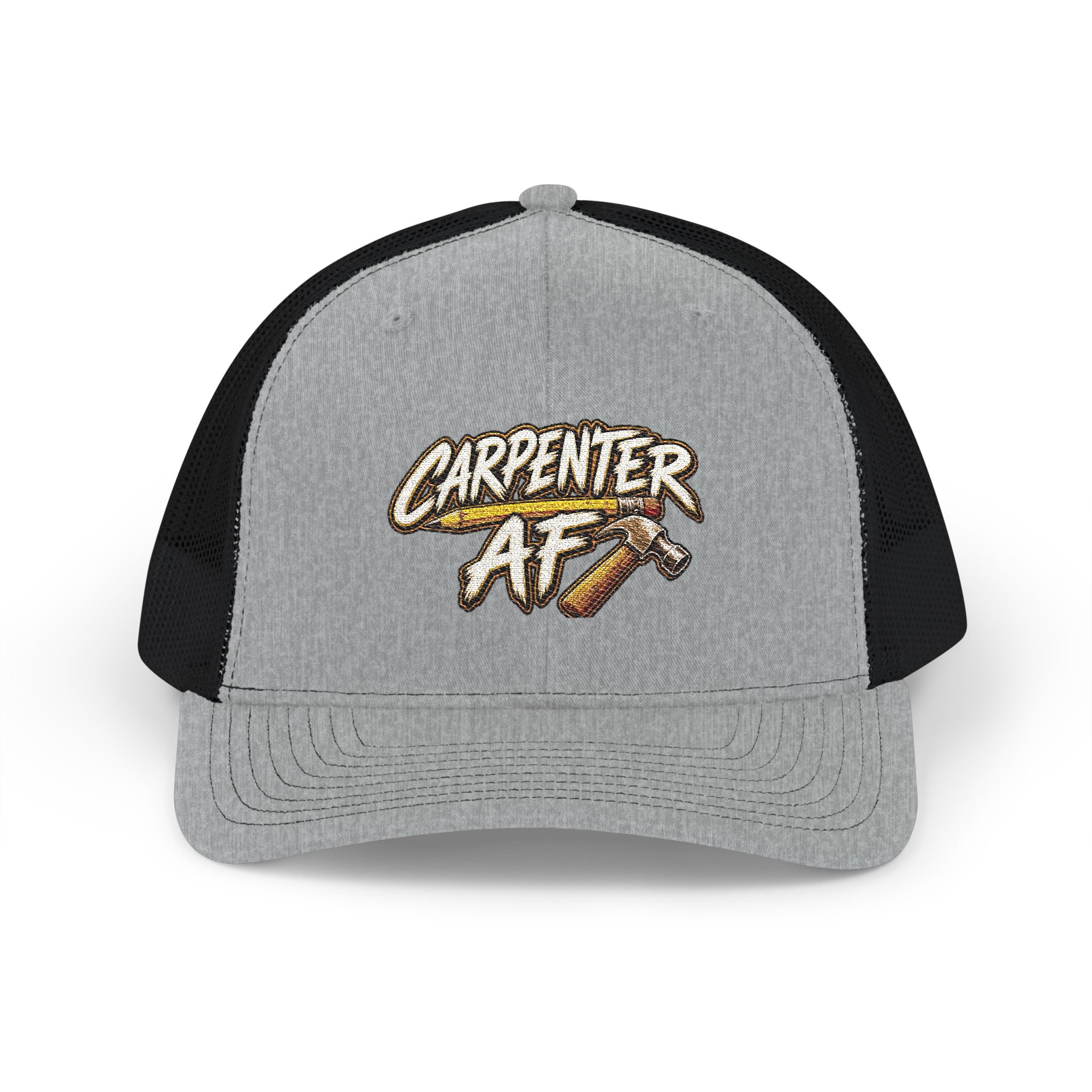 Carpenter AF Snapback Trucker Cap — Rustic Hammer Logo Hat for Woodworkers