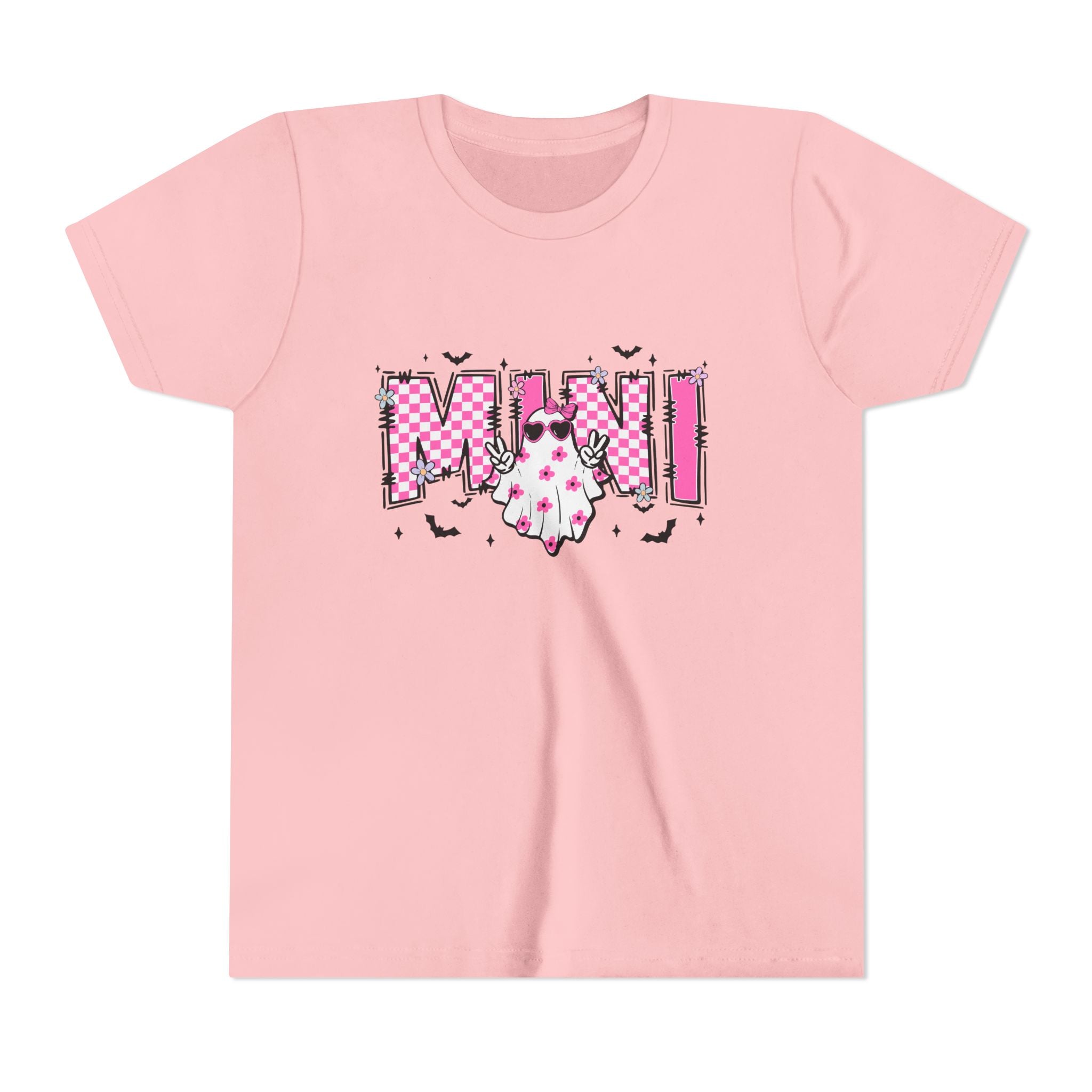 Youth Tee – 'Mimi' Pink Checker Ghost Graphic Kids Shirt