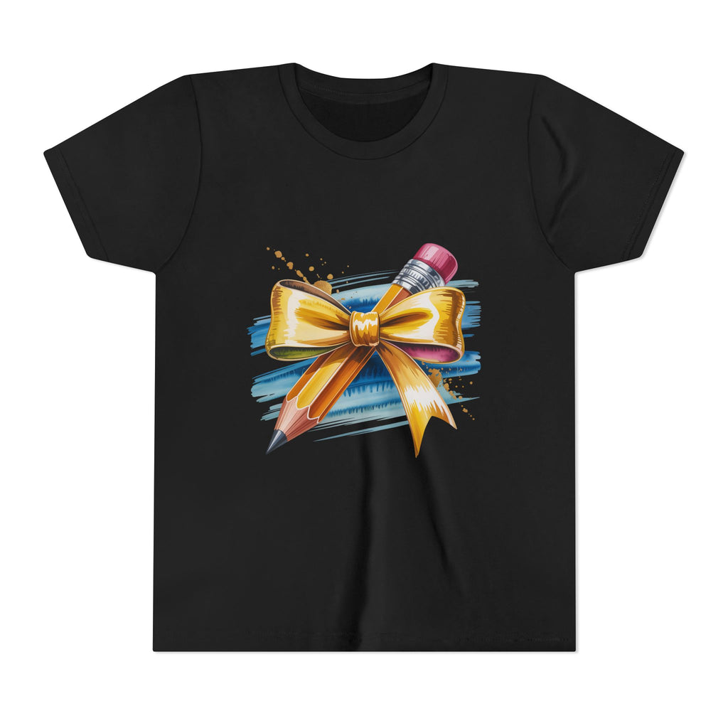 Youth Tee — Pencil with Gold Bow Back-to-School