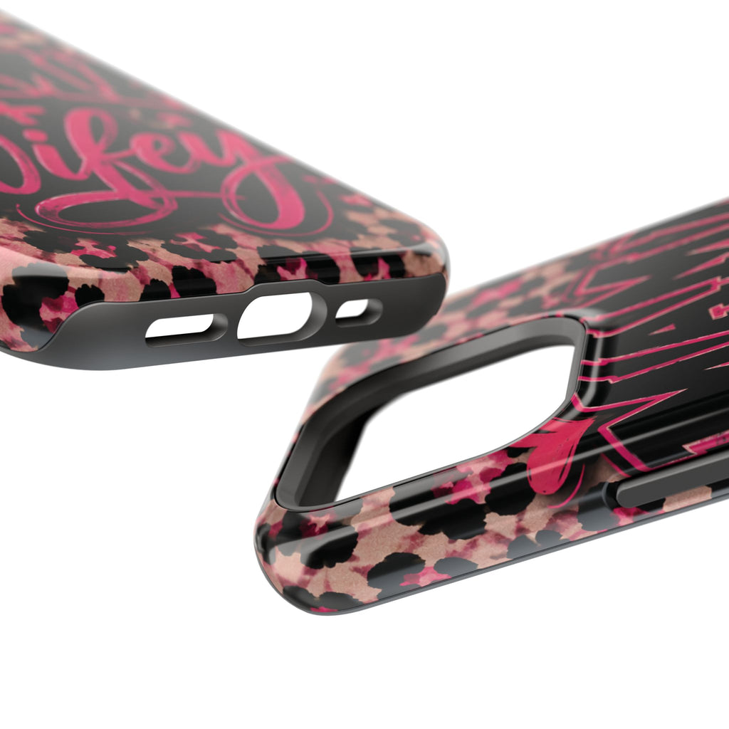 Phone Case — Pink Leopard "Mama Wifey" Magnetic Impact-Resistant Case