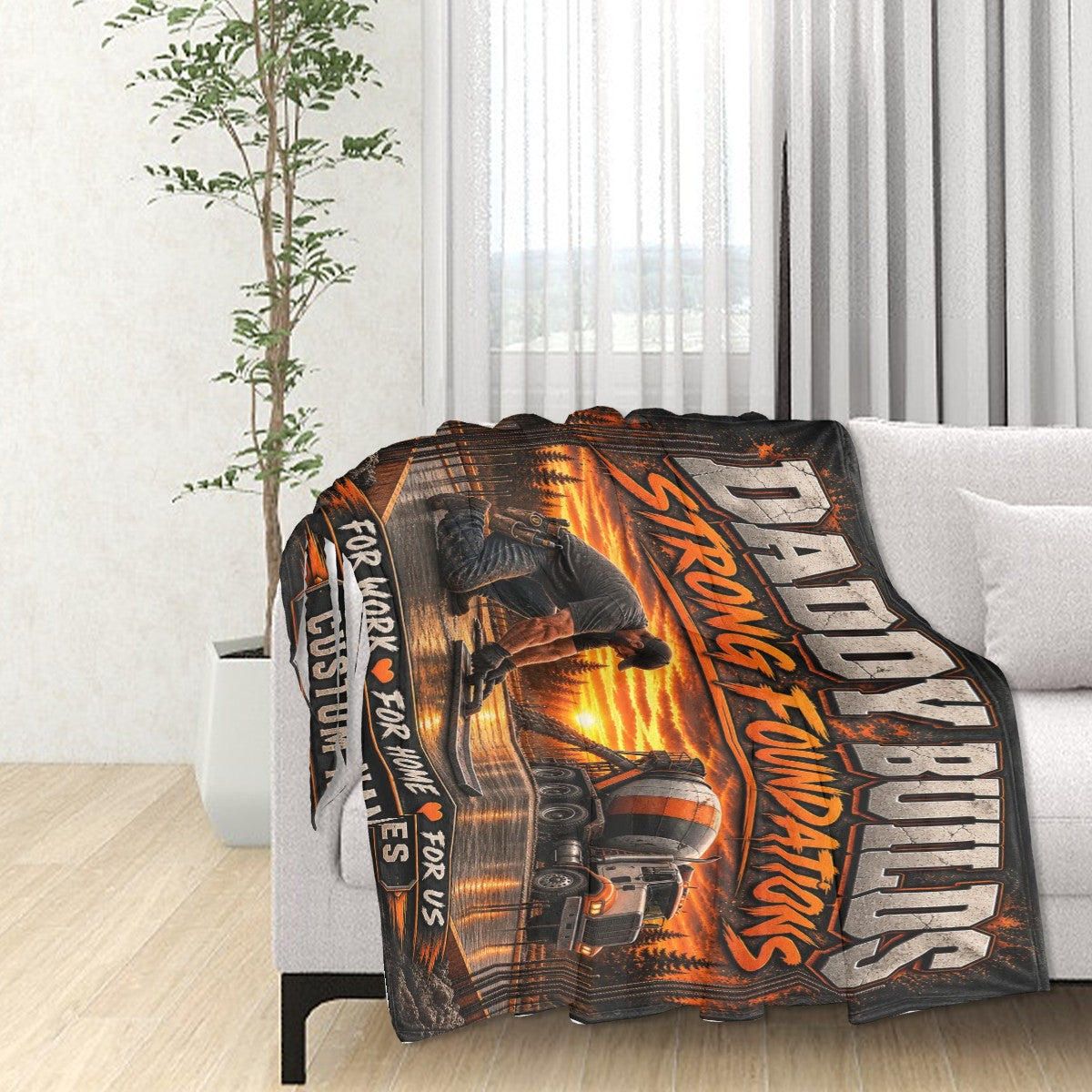 320 GSM Thick Flannel Throw Blanket 60"x50" Concrete Worker Blanket