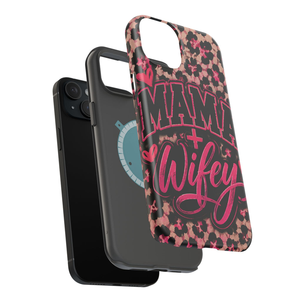 Phone Case — Pink Leopard "Mama Wifey" Magnetic Impact-Resistant Case