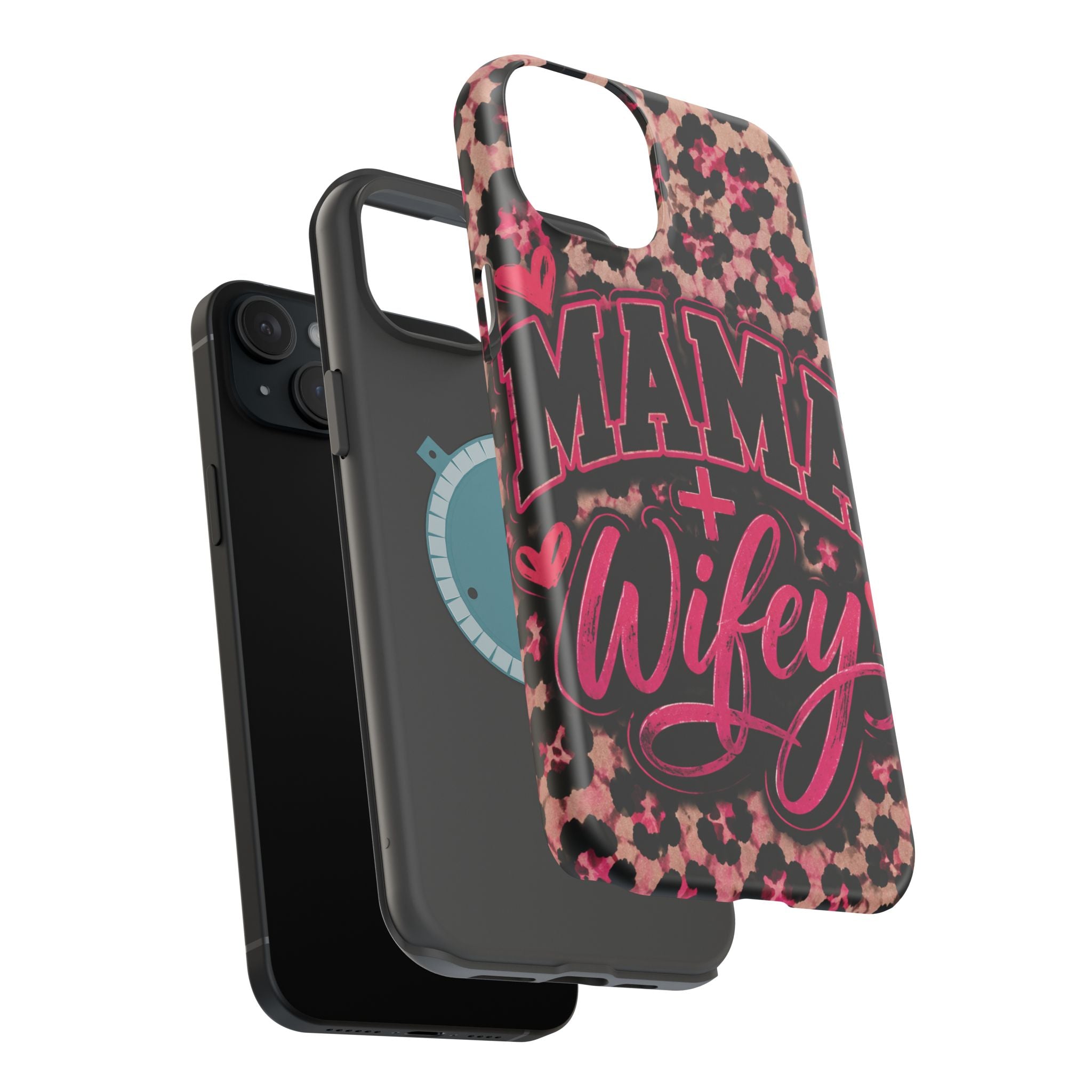 Phone Case — Pink Leopard "Mama Wifey" Magnetic Impact-Resistant Case