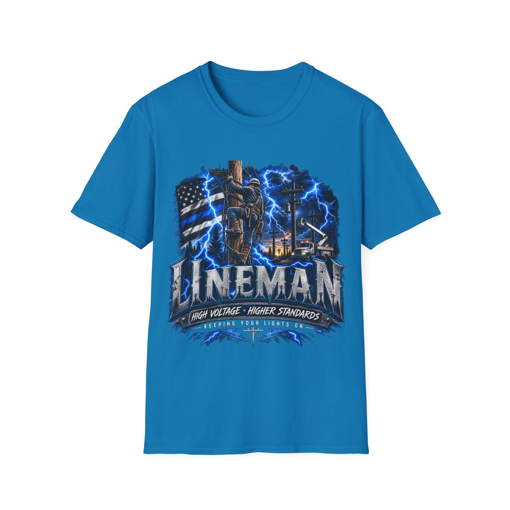 Lineman Lightning Graphic T-Shirt — Proud Electrical Worker Tribute