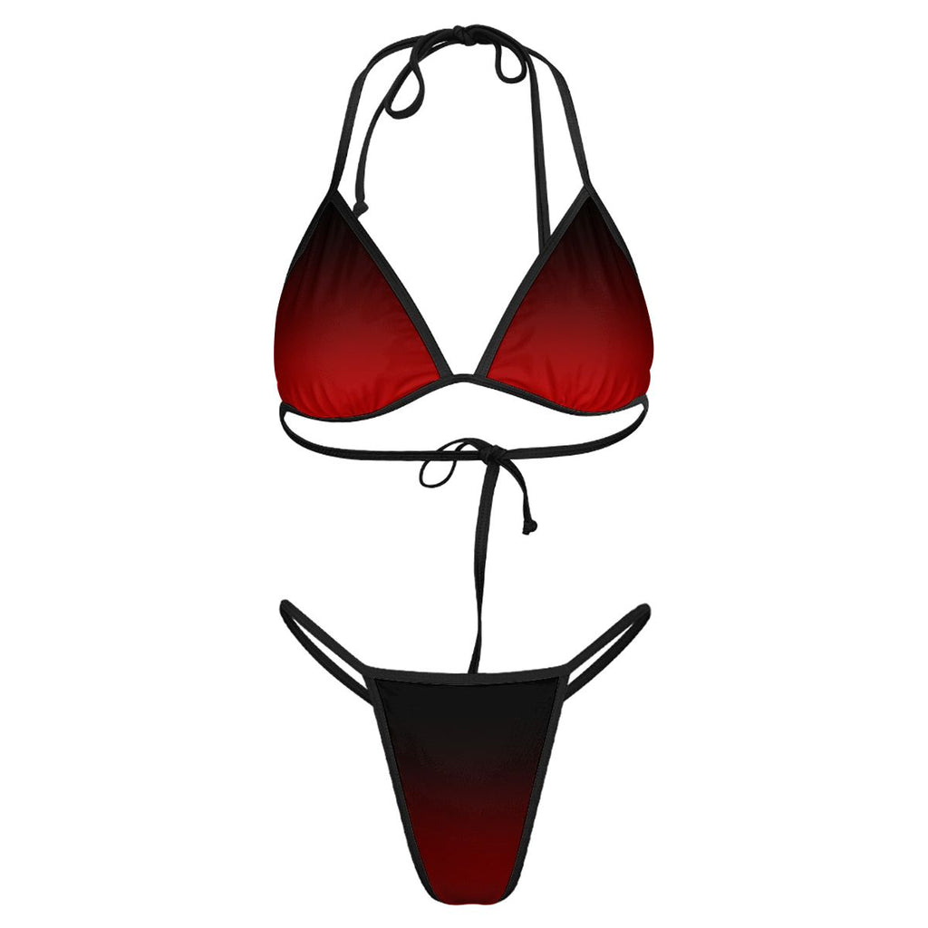 Thong Bikini Customized Services red black ombre