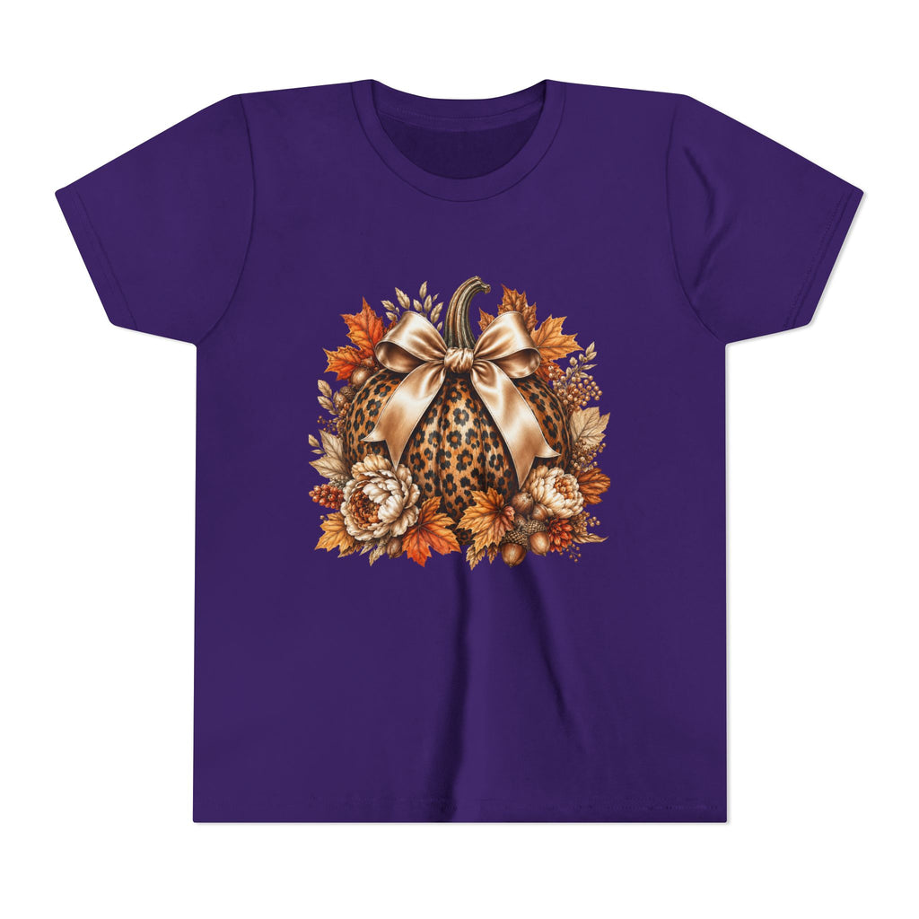 Youth Tee — Leopard Pumpkin Fall Graphic Shirt