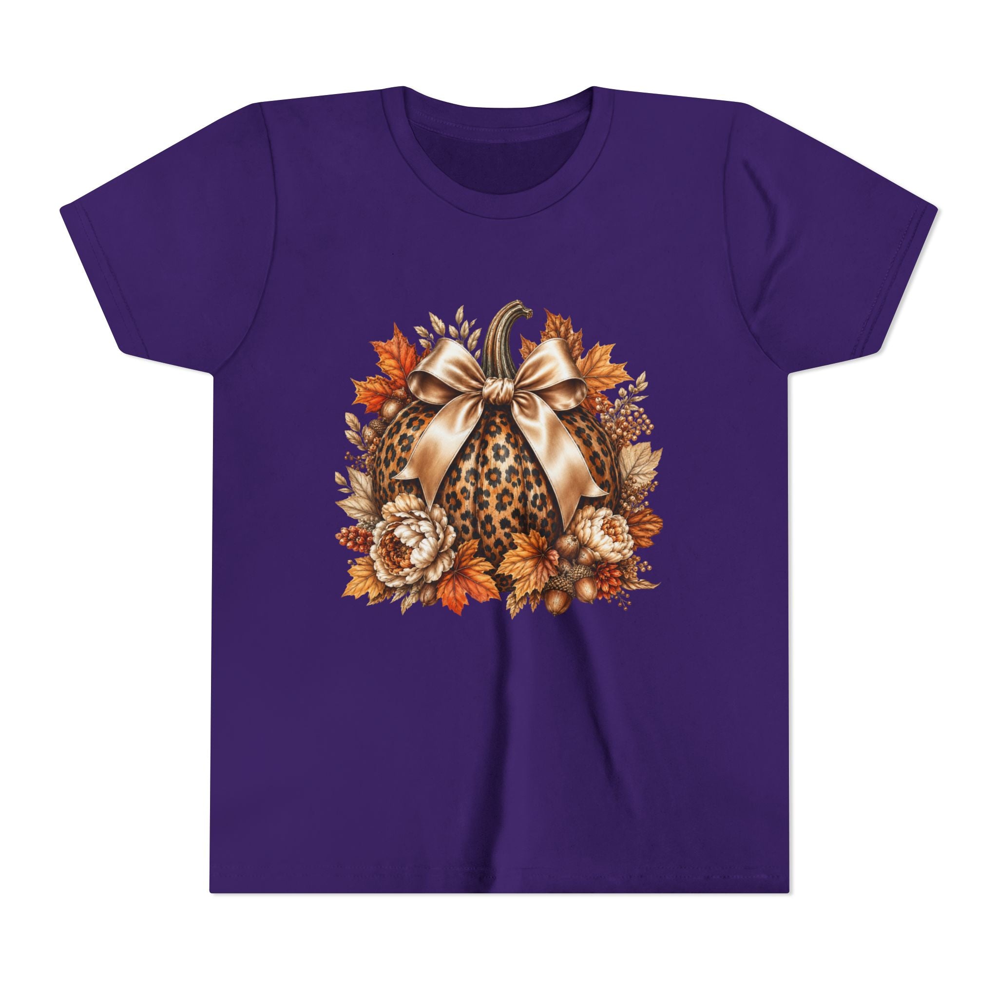Youth Tee — Leopard Pumpkin Fall Graphic Shirt