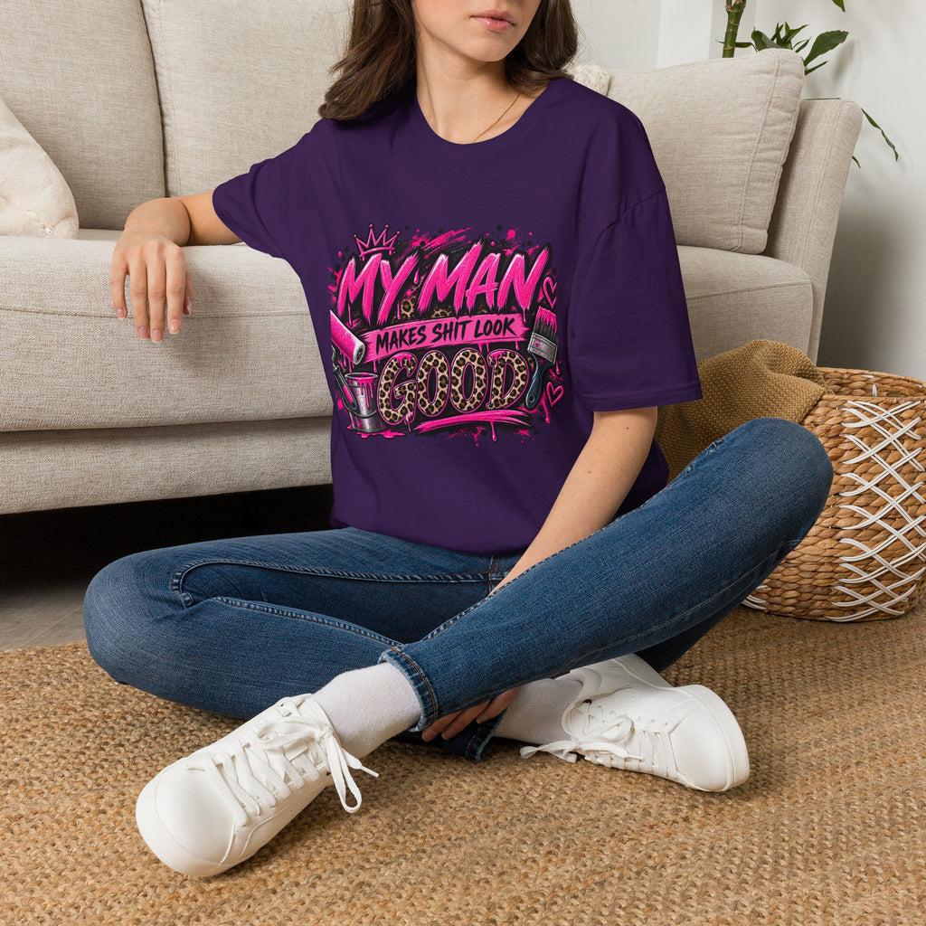 My Man Makes Shit Look Cute T-Shirt — Bold Pink Graffiti Graphic Tee