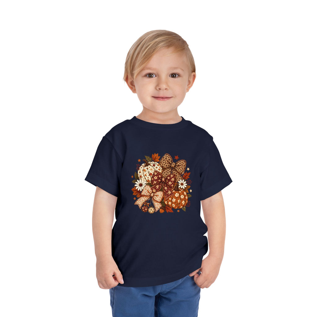 Toddler Tee — Autumn Leopard Floral Pumpkins Fall Bouquet