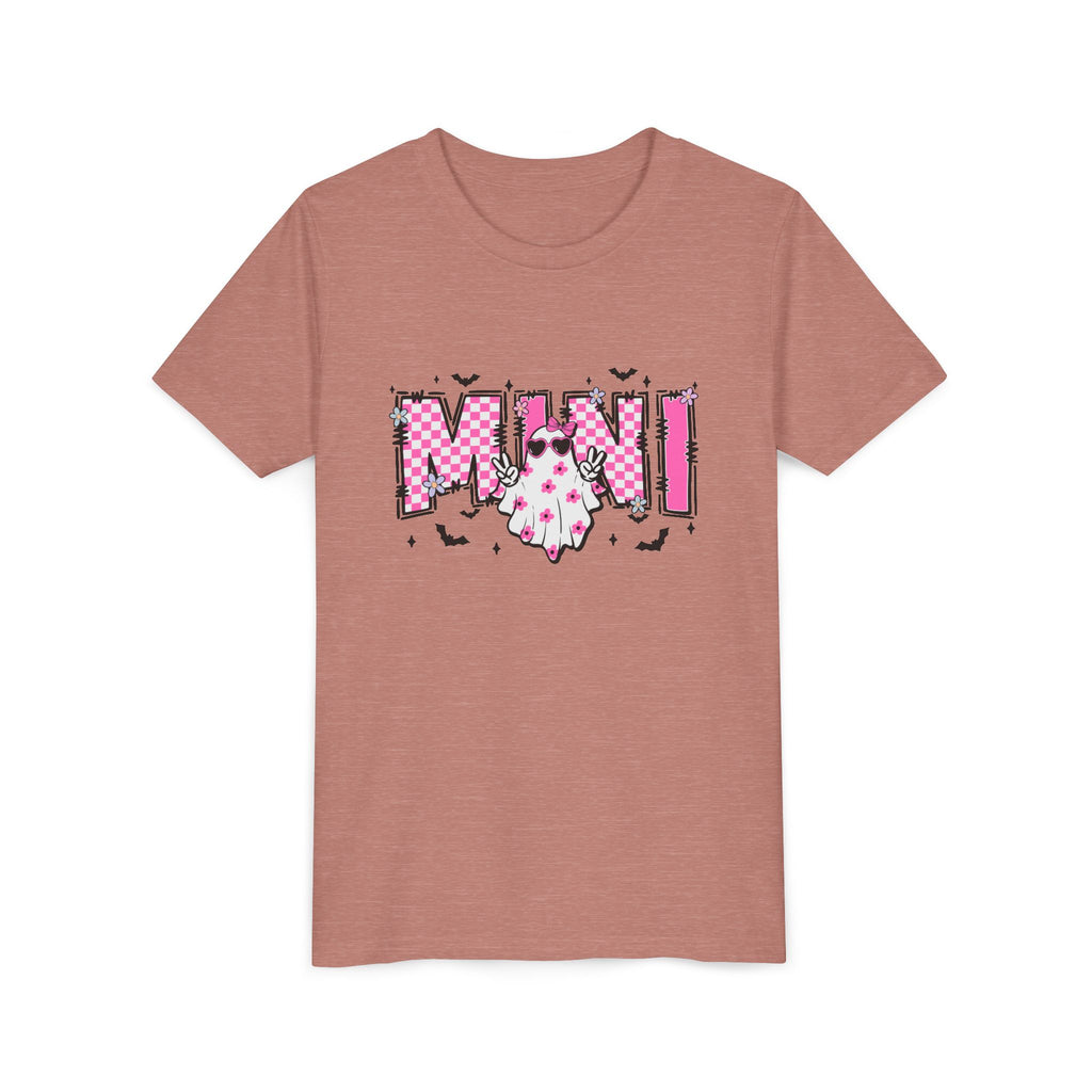 Youth Tee – 'Mimi' Pink Checker Ghost Graphic Kids Shirt