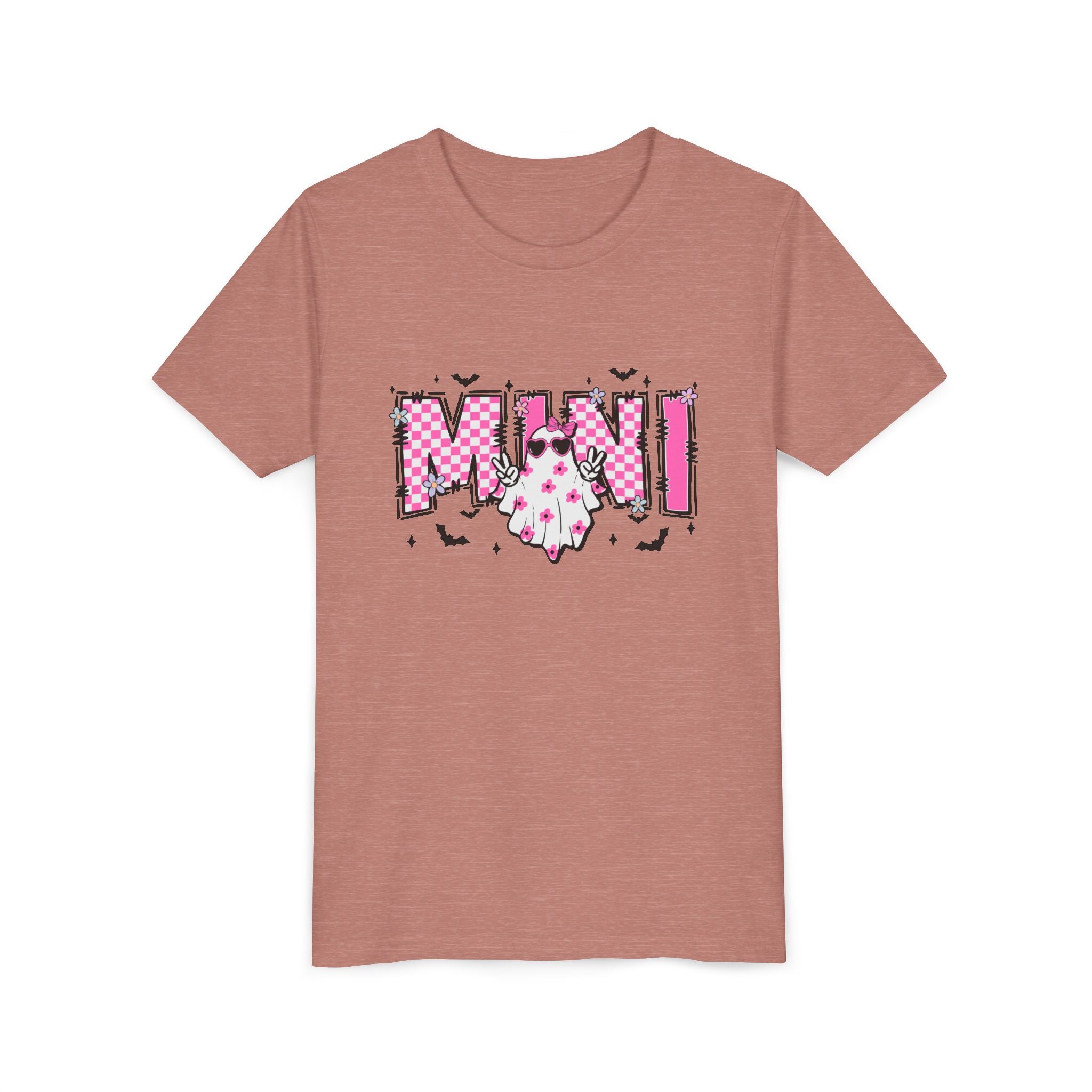 Youth Tee – 'Mimi' Pink Checker Ghost Graphic Kids Shirt