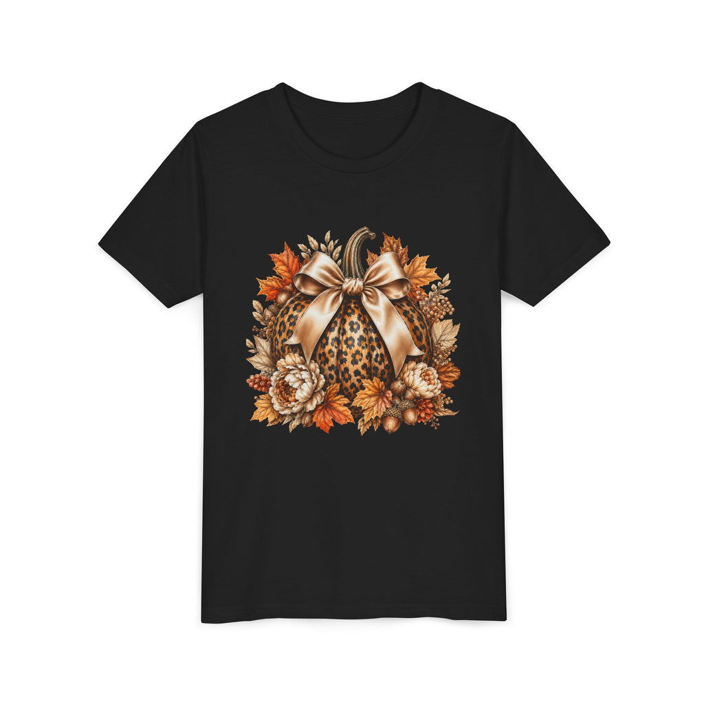 Youth Tee — Leopard Pumpkin Fall Graphic Shirt