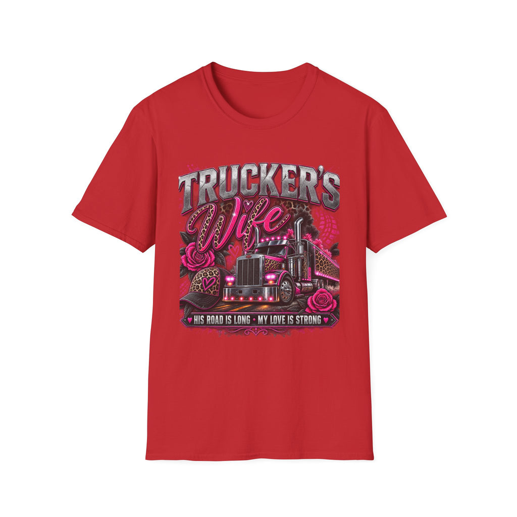 Trucker's Wife T-Shirt — Pink Heart Truck Tee for Trucking Wives
