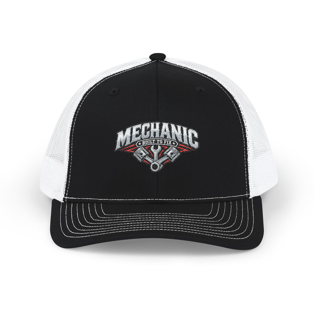 Mechanic Trucker Cap — Vintage Wrench & Piston Snapback Hat