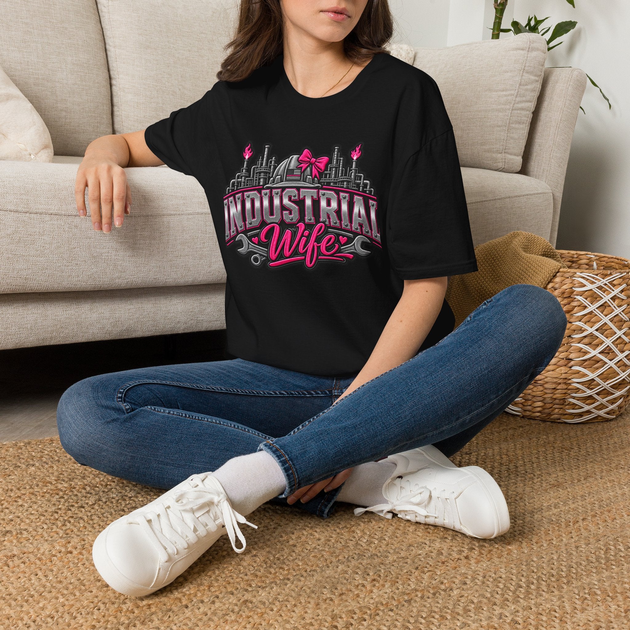 Industrial Wife T-Shirt — Pink Bow Steel Mill Apparel