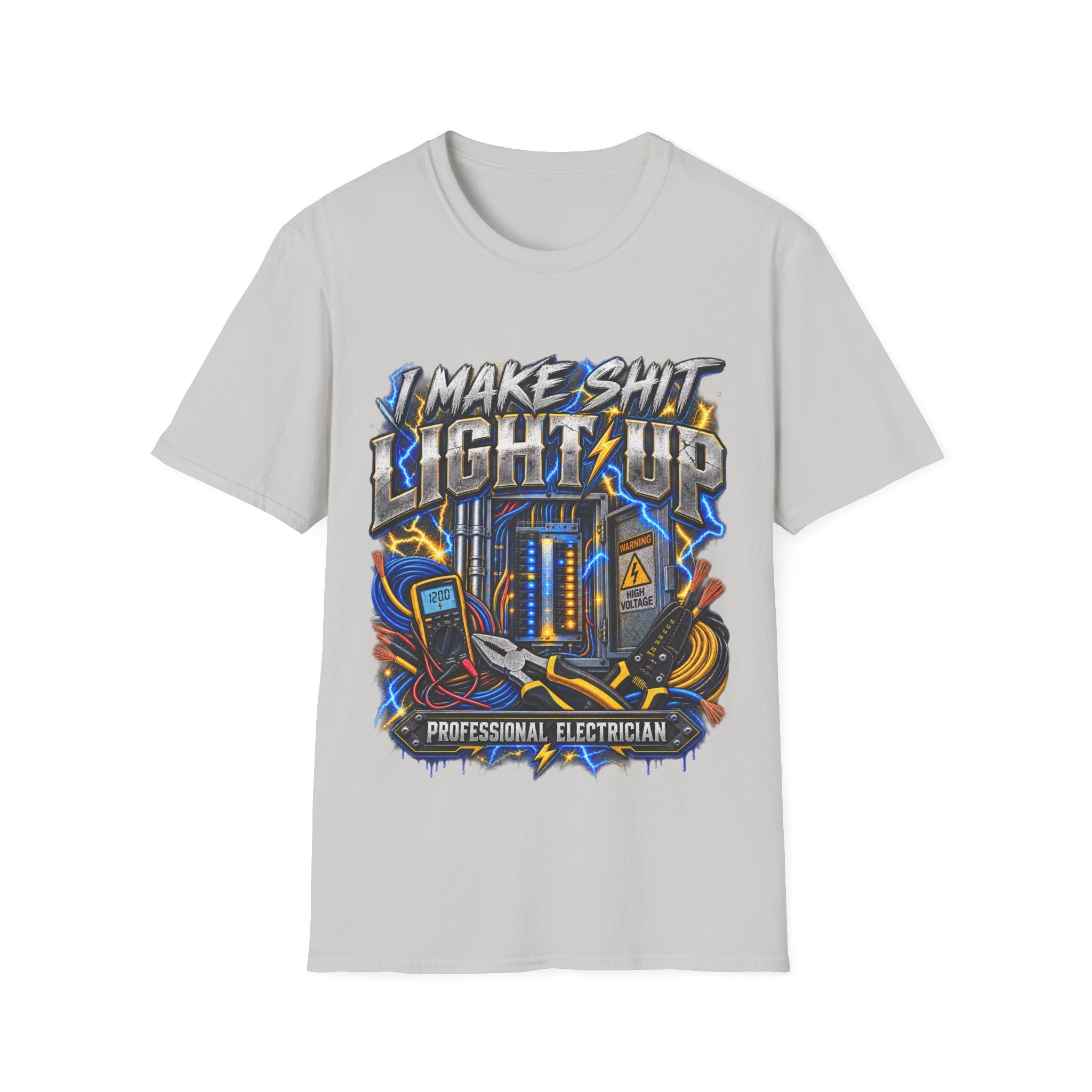 Electrician T-Shirt — "I Make Shit Light Up" Graphic Tee