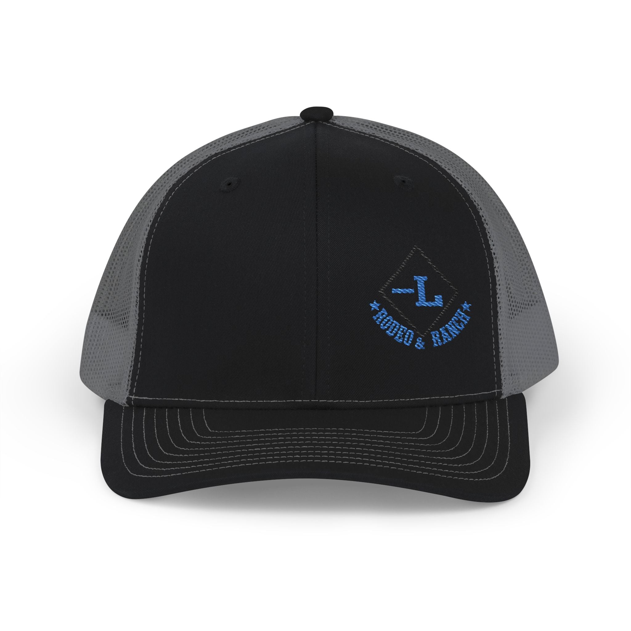 Embroidered Logo Trucker Cap - Black & White Snapback