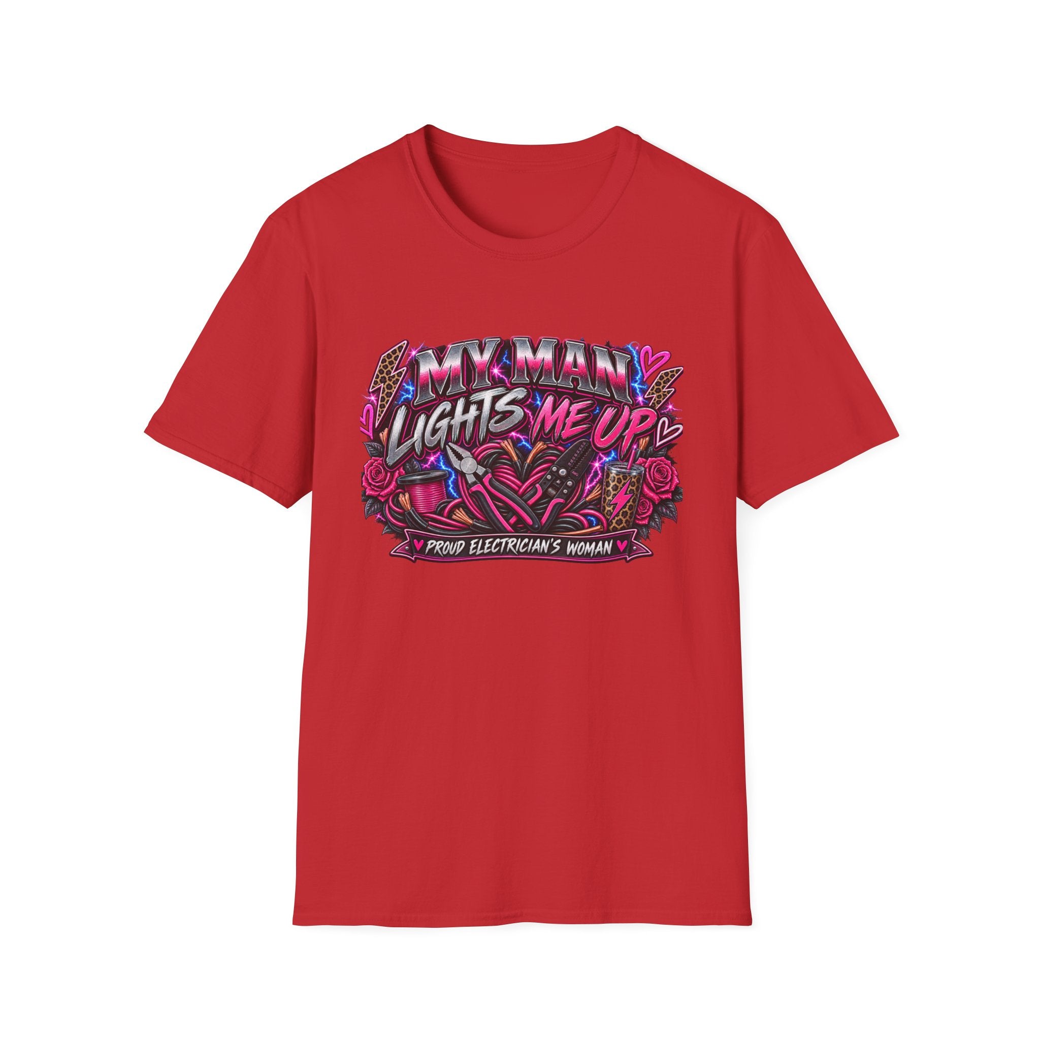 T‑Shirt — "My Man Lights Me Up" Retro Neon Floral Graphic Tee