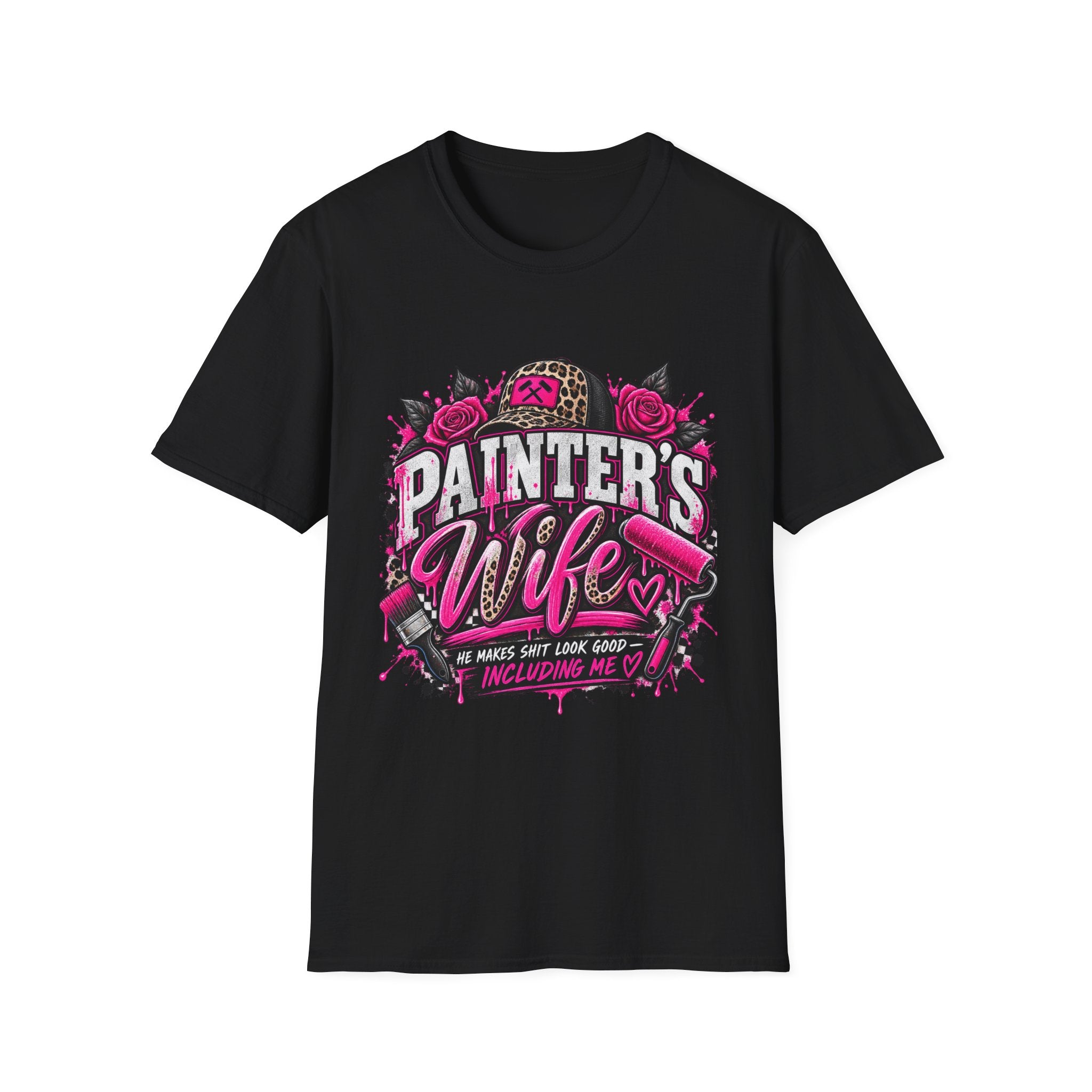 Painter's Wife T-Shirt — Floral Skull & Leopard Print Artist Wife Tee