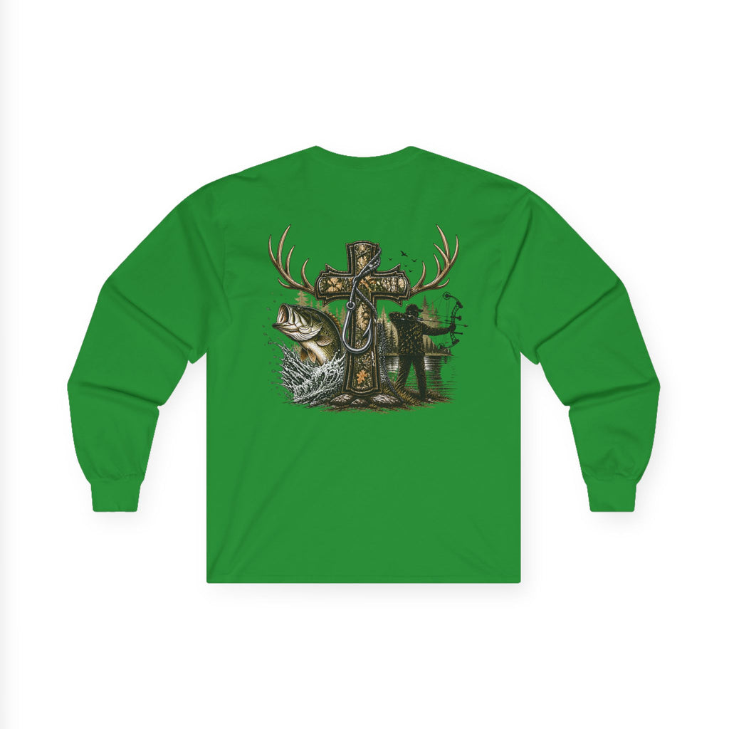 Long Sleeve Tee — Fisherman Cross & Bass Graphic