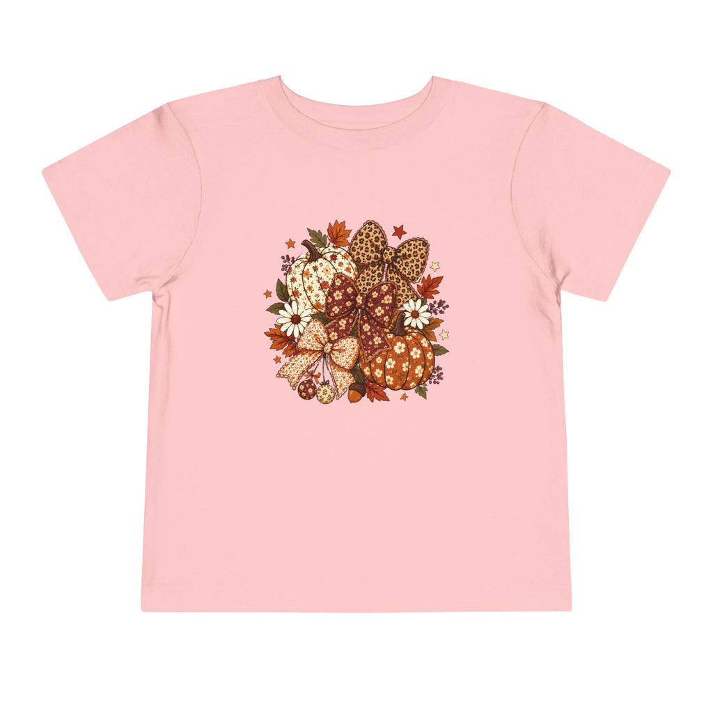 Toddler Tee — Autumn Leopard Floral Pumpkins Fall Bouquet