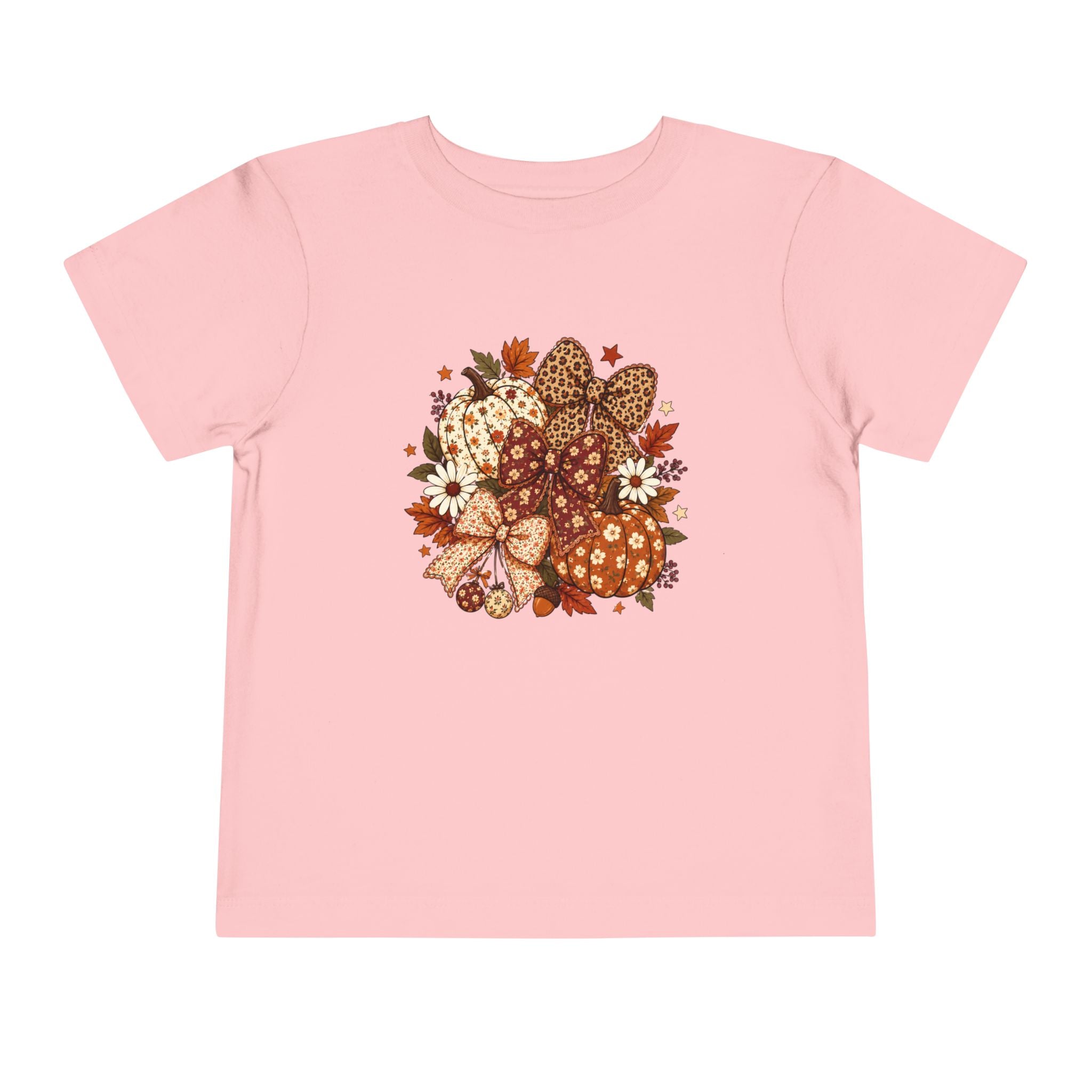 Toddler Tee — Autumn Leopard Floral Pumpkins Fall Bouquet