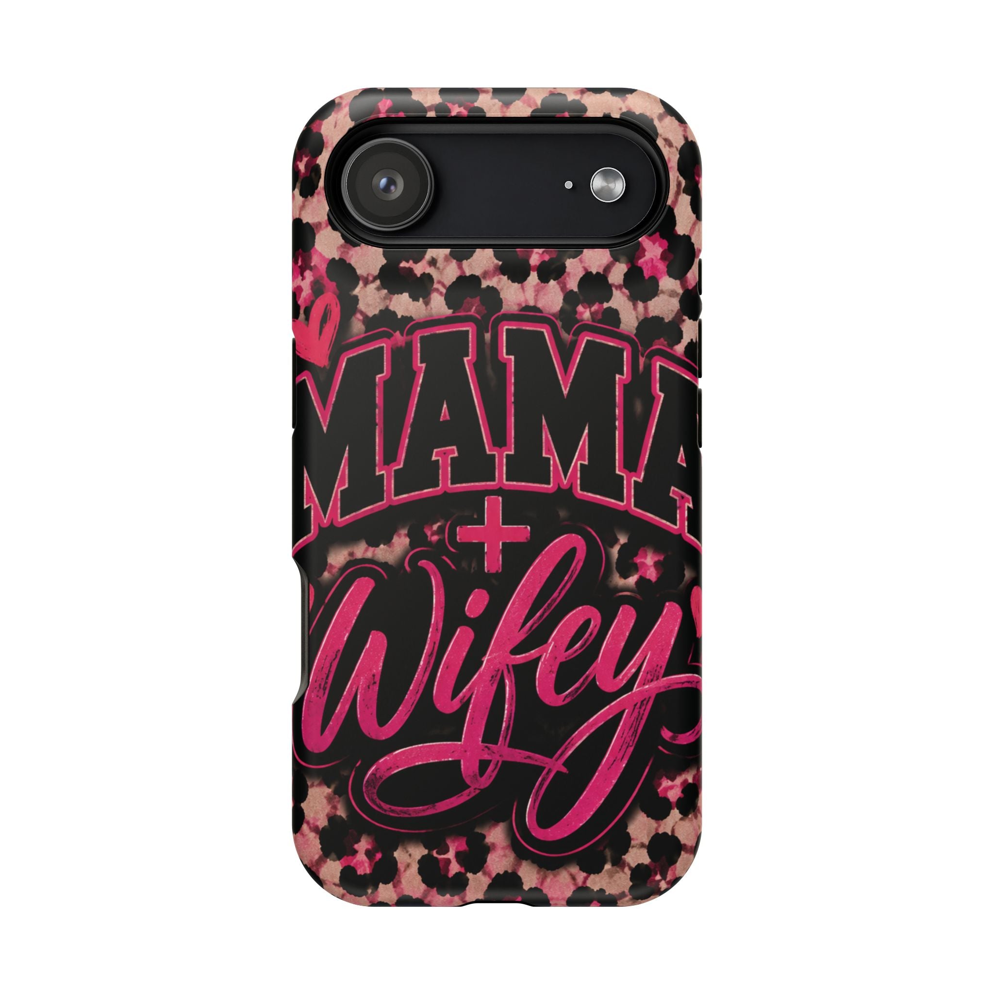Phone Case — Pink Leopard "Mama Wifey" Magnetic Impact-Resistant Case