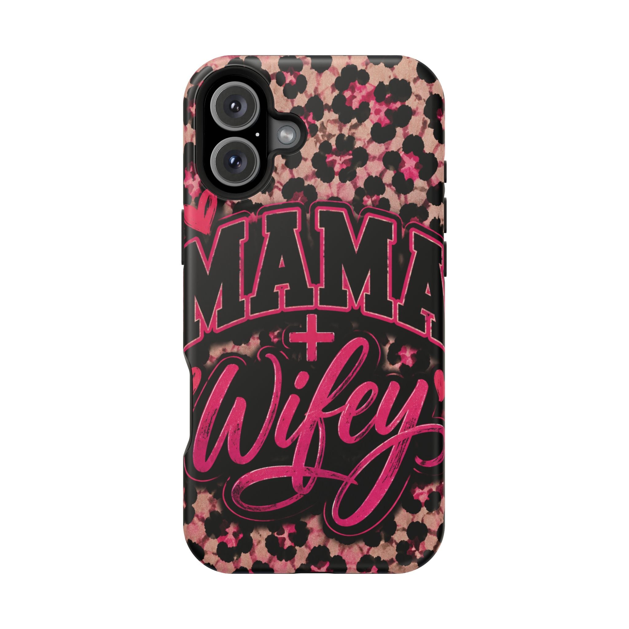 Phone Case — Pink Leopard "Mama Wifey" Magnetic Impact-Resistant Case