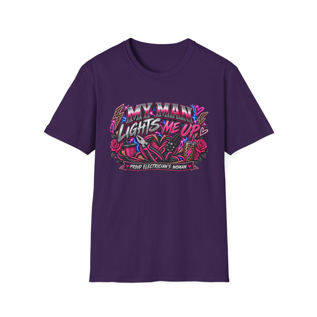 T‑Shirt — "My Man Lights Me Up" Retro Neon Floral Graphic Tee