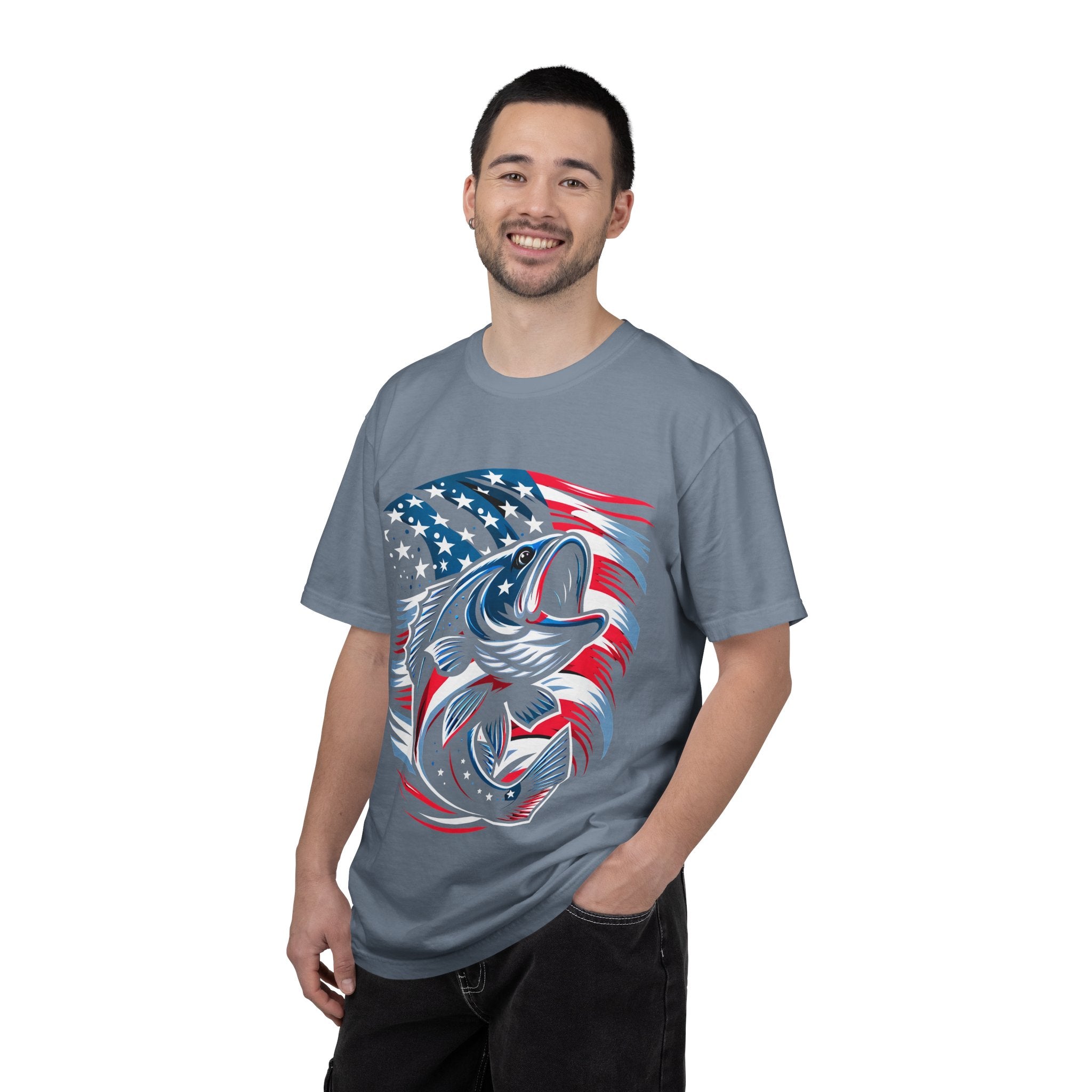 American Flag Bass T-Shirt — Patriotic Fishing Tee